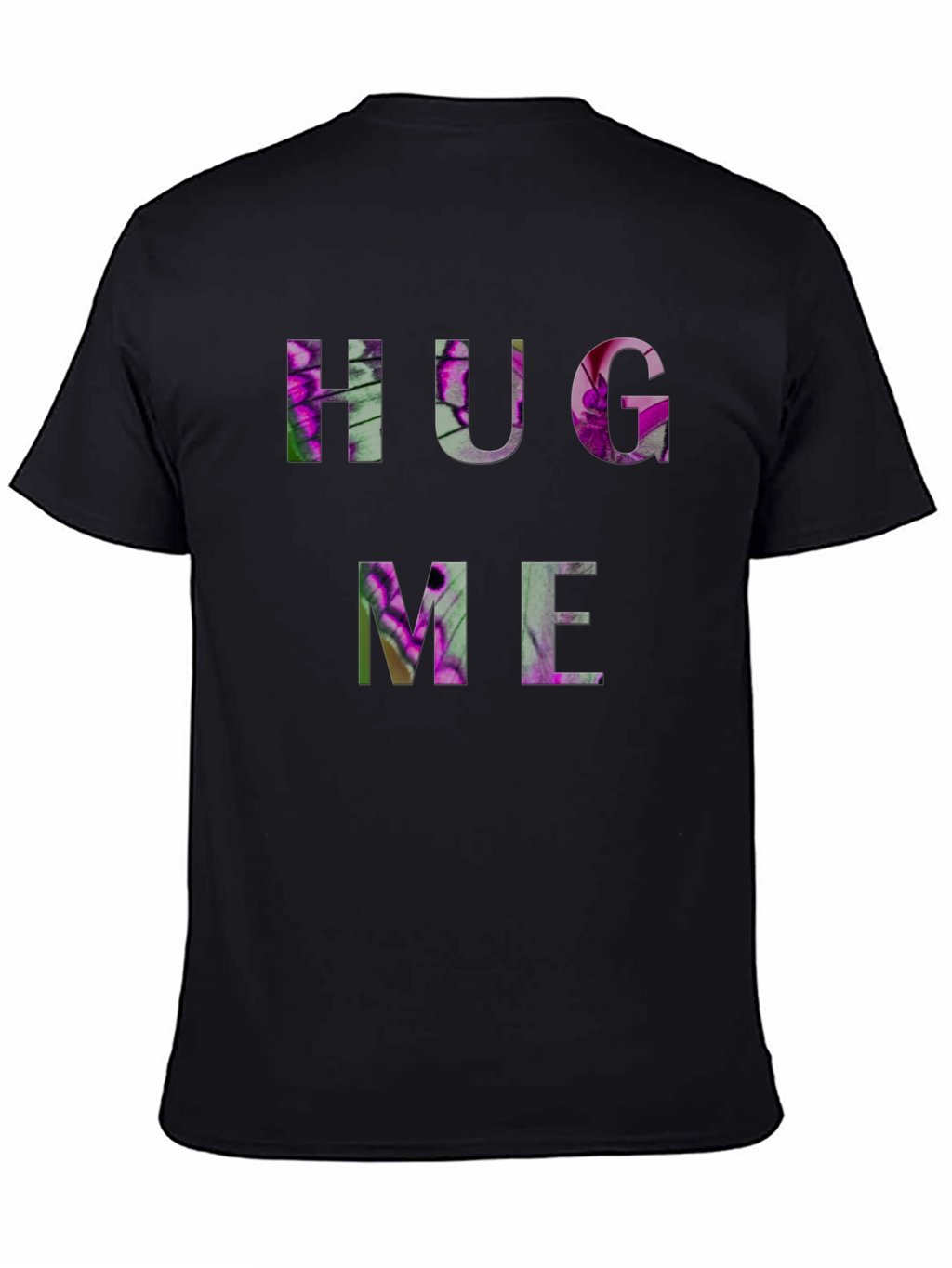 HUG ME Floral Graphic Black T-Shirt