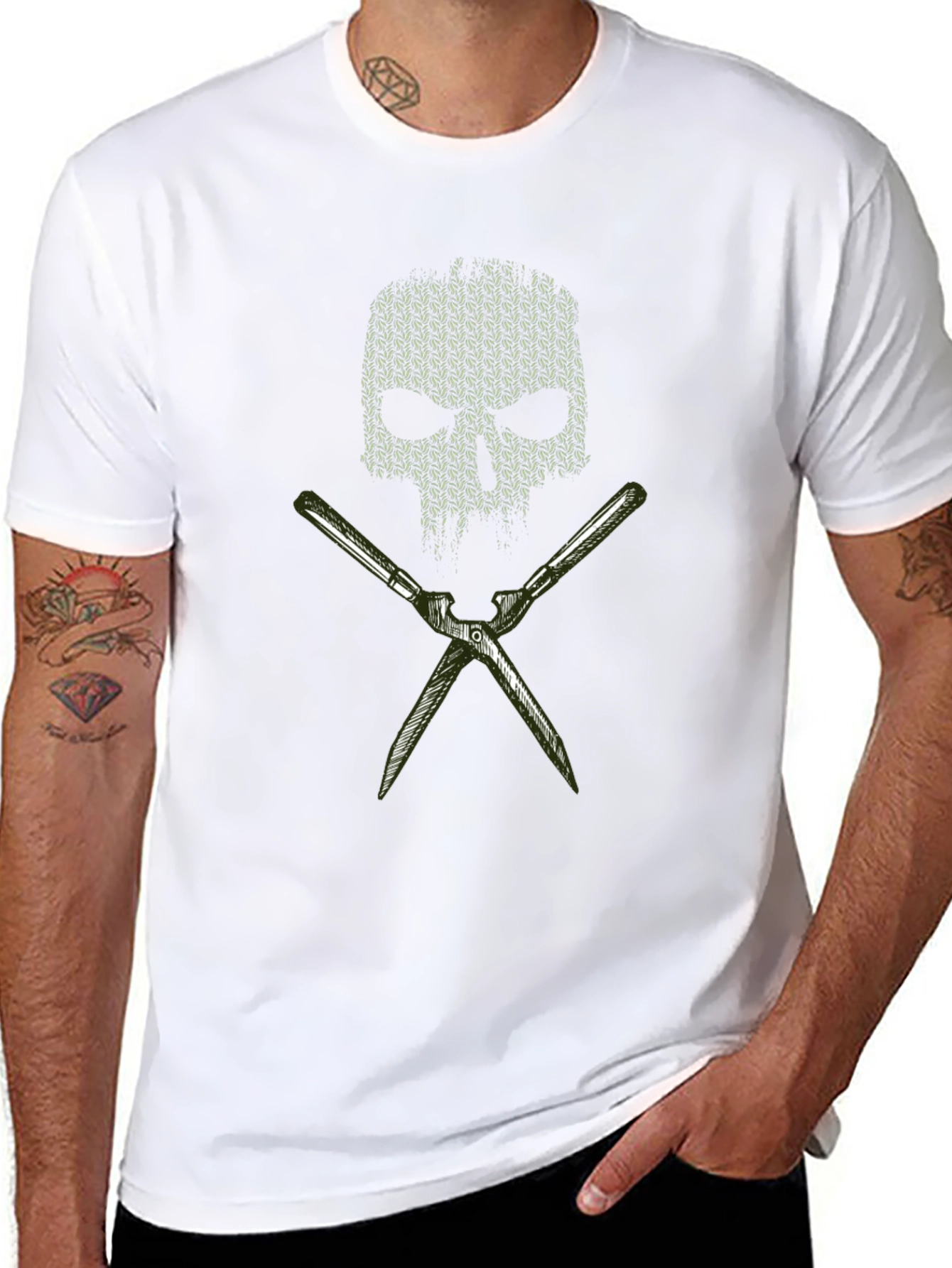 Skull and Shears Graphic Tee - Edgy Garden Style