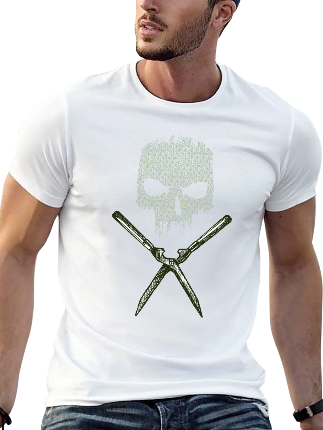 Skull and Shears Graphic Tee - Edgy Garden Style