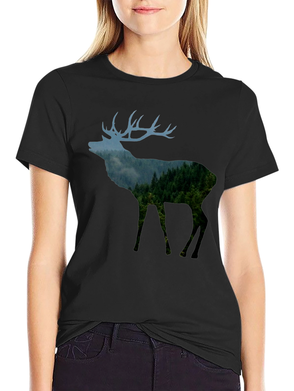 Nature Deer Black T-Shirt