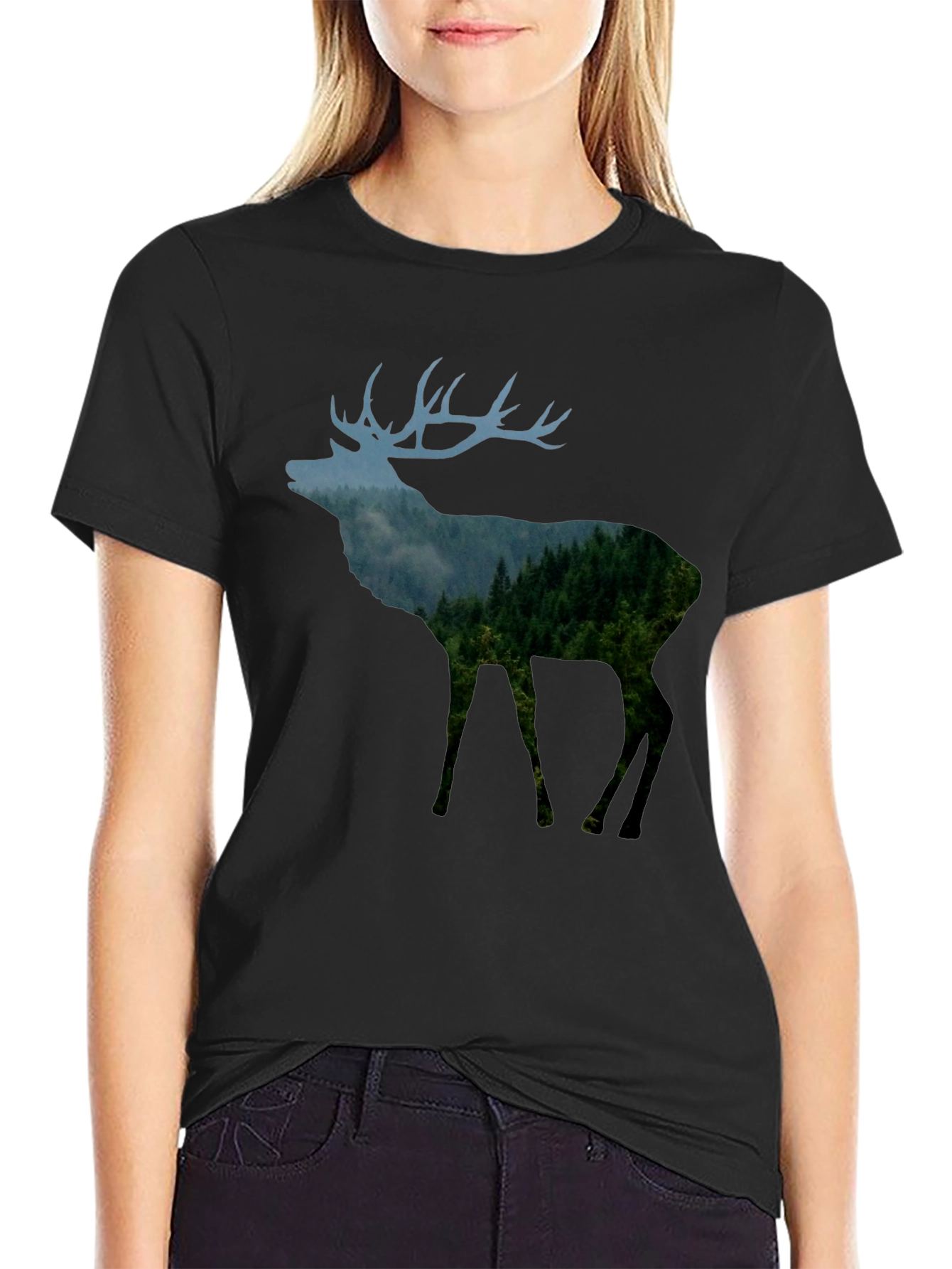 Nature Deer Black T-Shirt