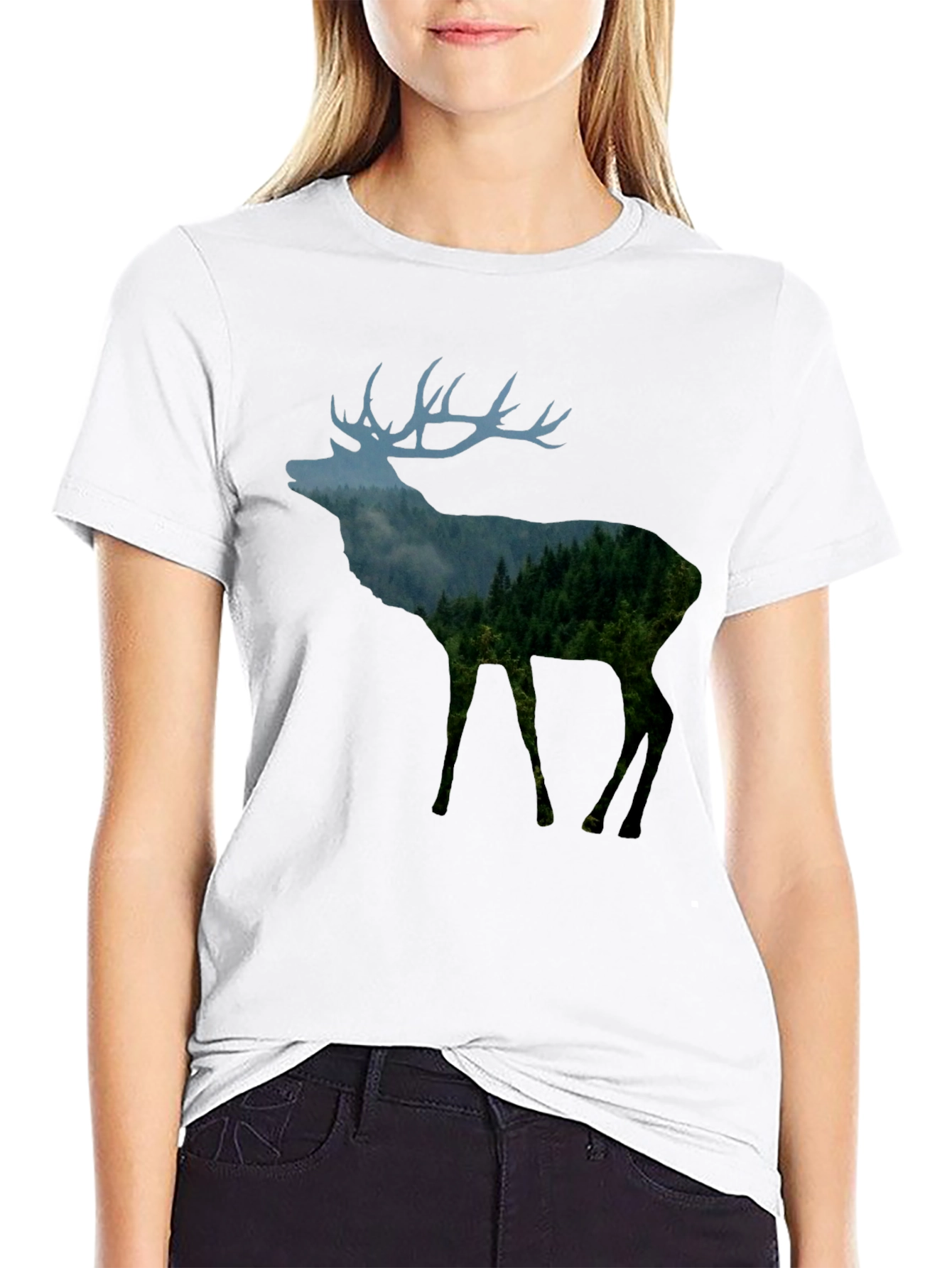 Nature Deer Black T-Shirt
