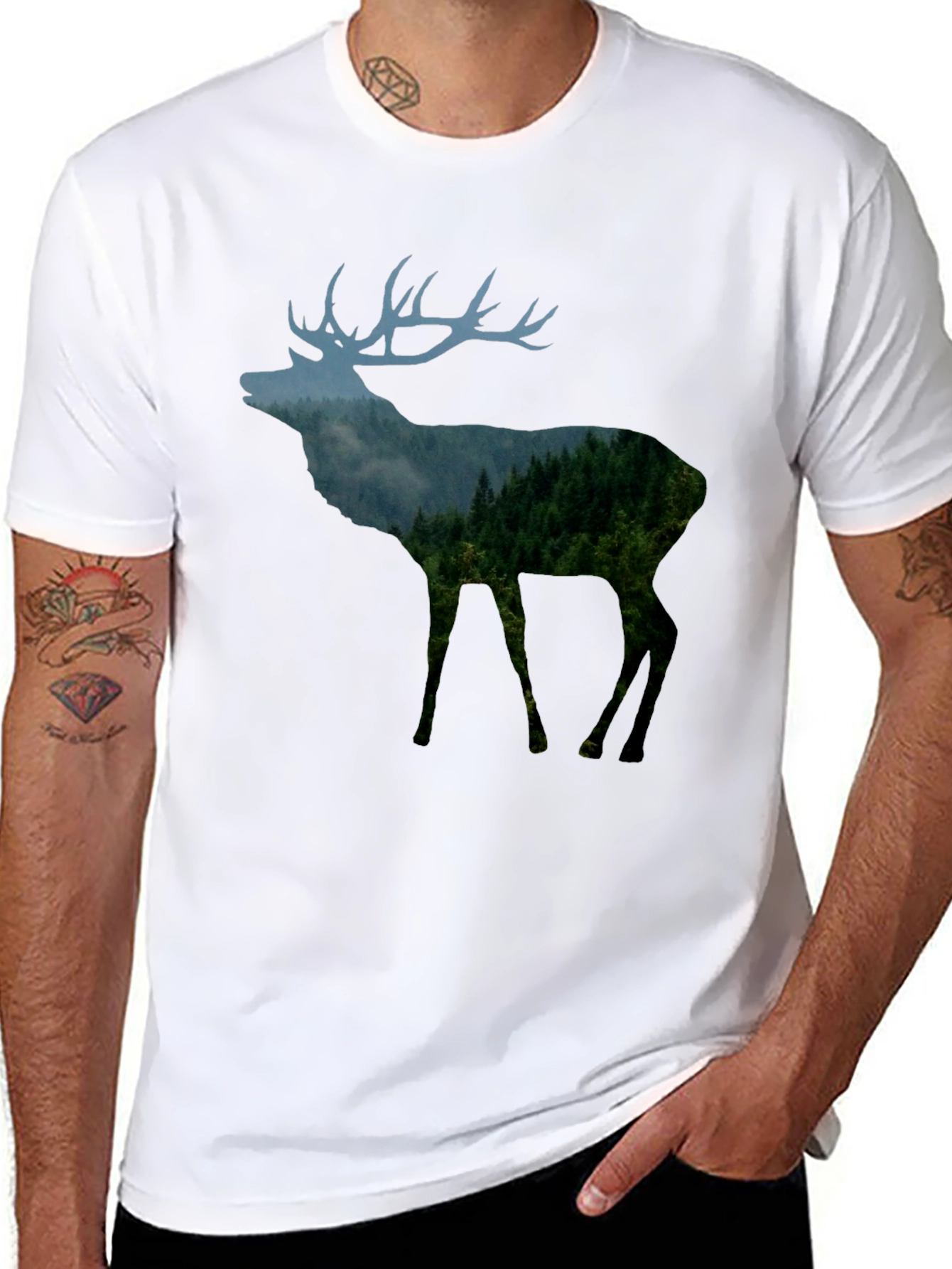 Nature Deer Black T-Shirt