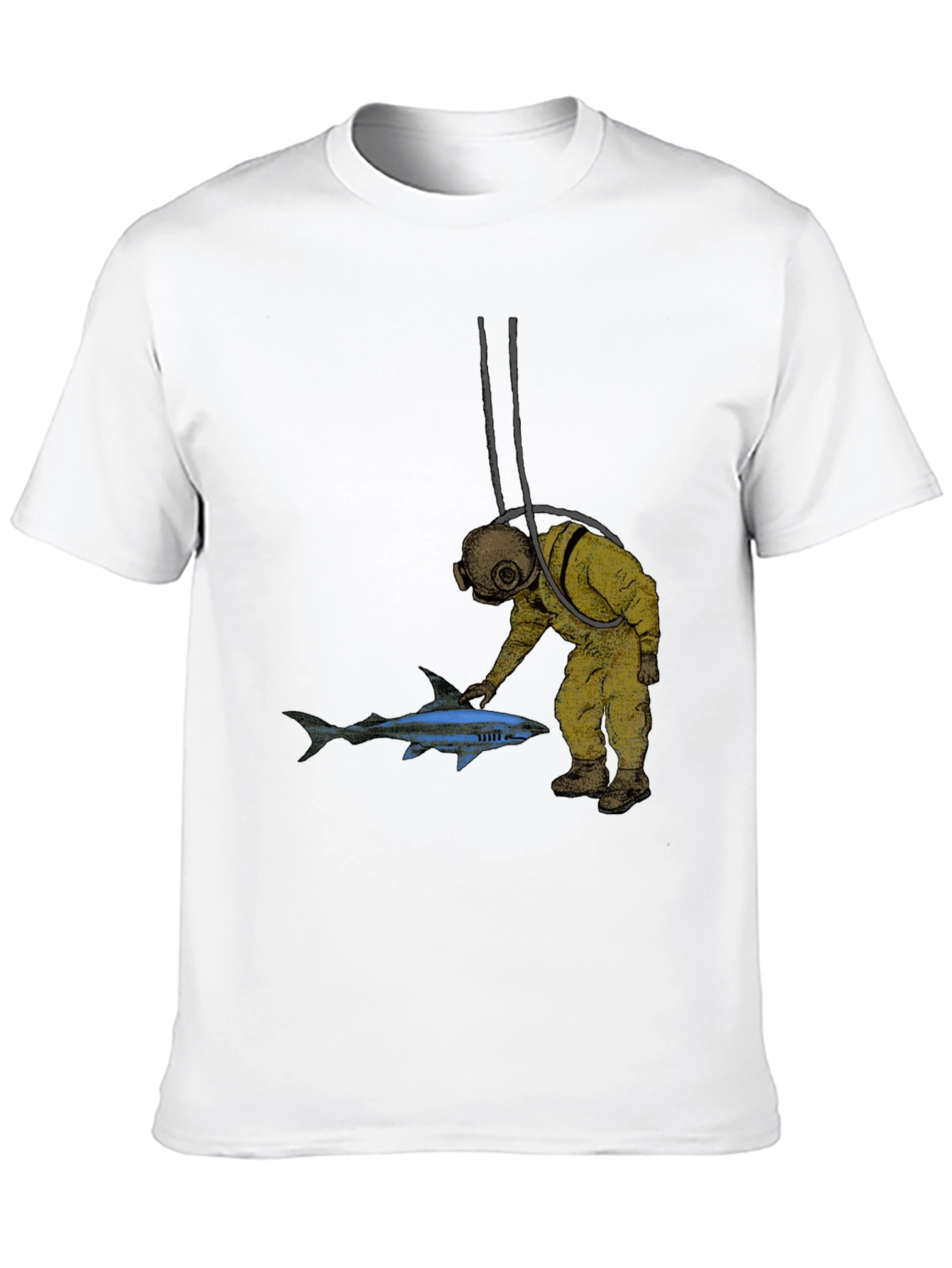 Diver & Shark Graphic Tee - Unique Design