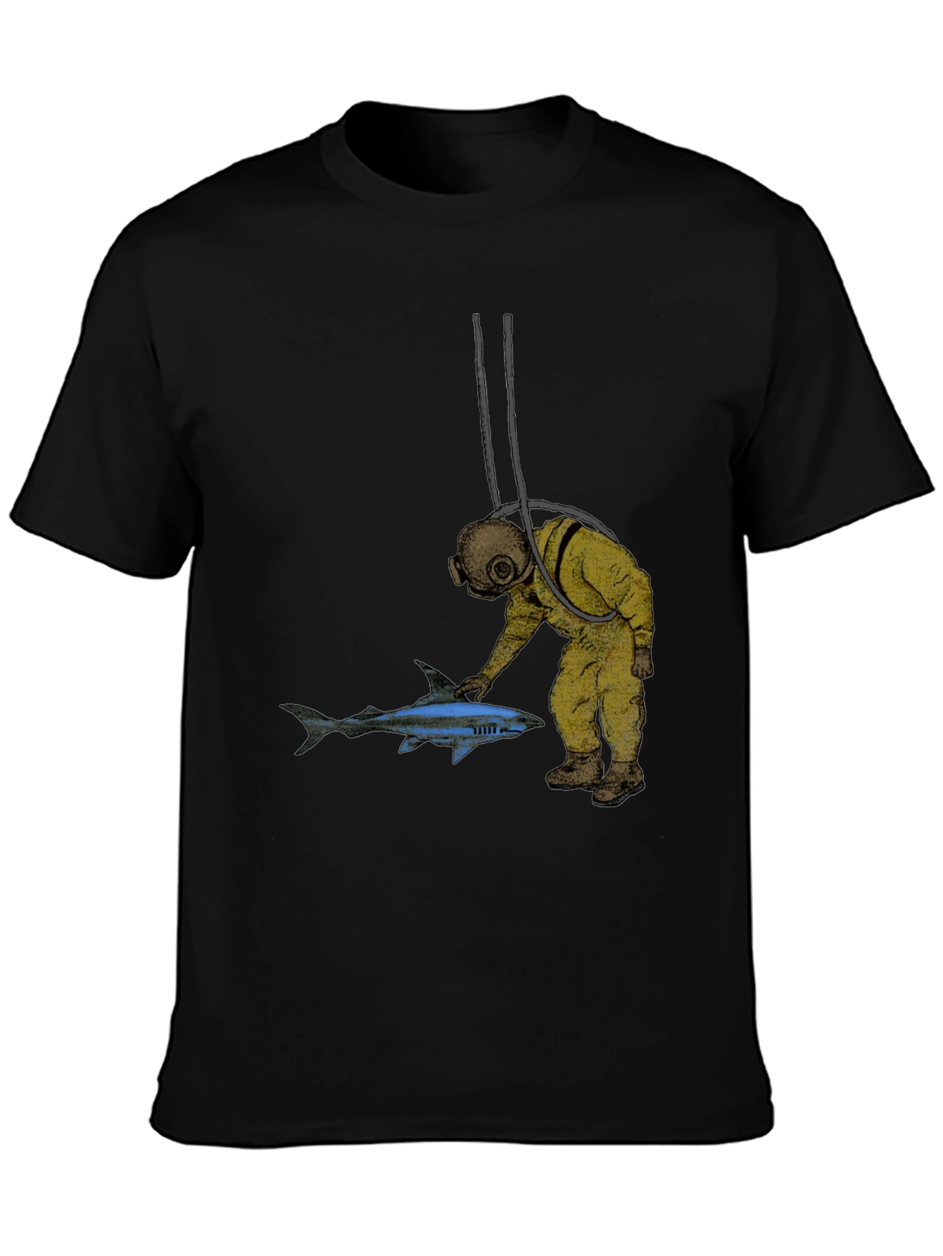 Diver & Shark Graphic Tee - Unique Design