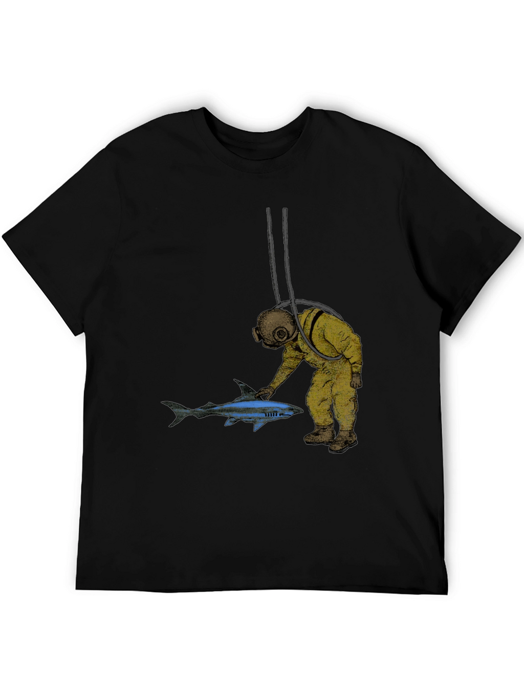 Diver & Shark Graphic Tee - Unique Design