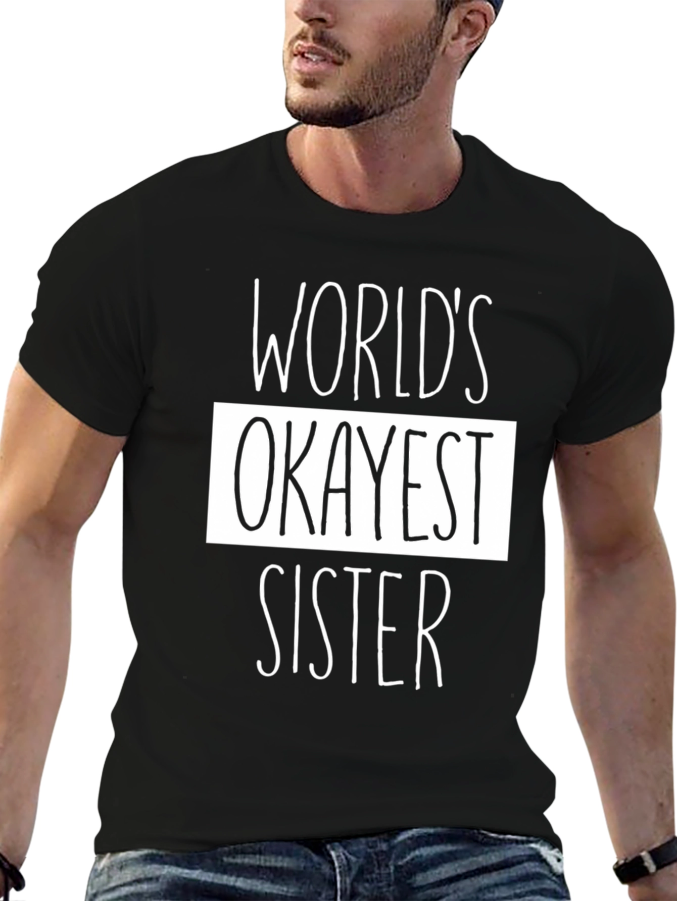 Worlds Okayest Sister Black Graphic Tee