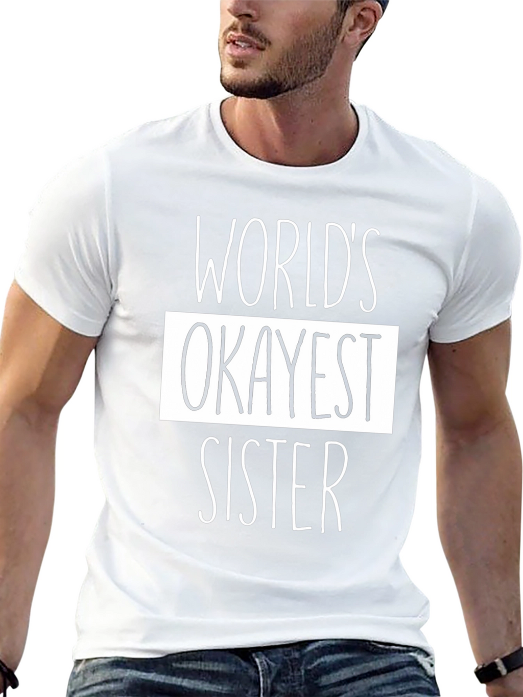 Worlds Okayest Sister Black Graphic Tee