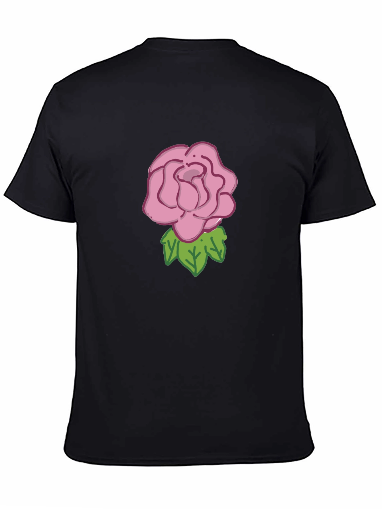 Rose Graphic Tee - Black Cotton Casual Wear