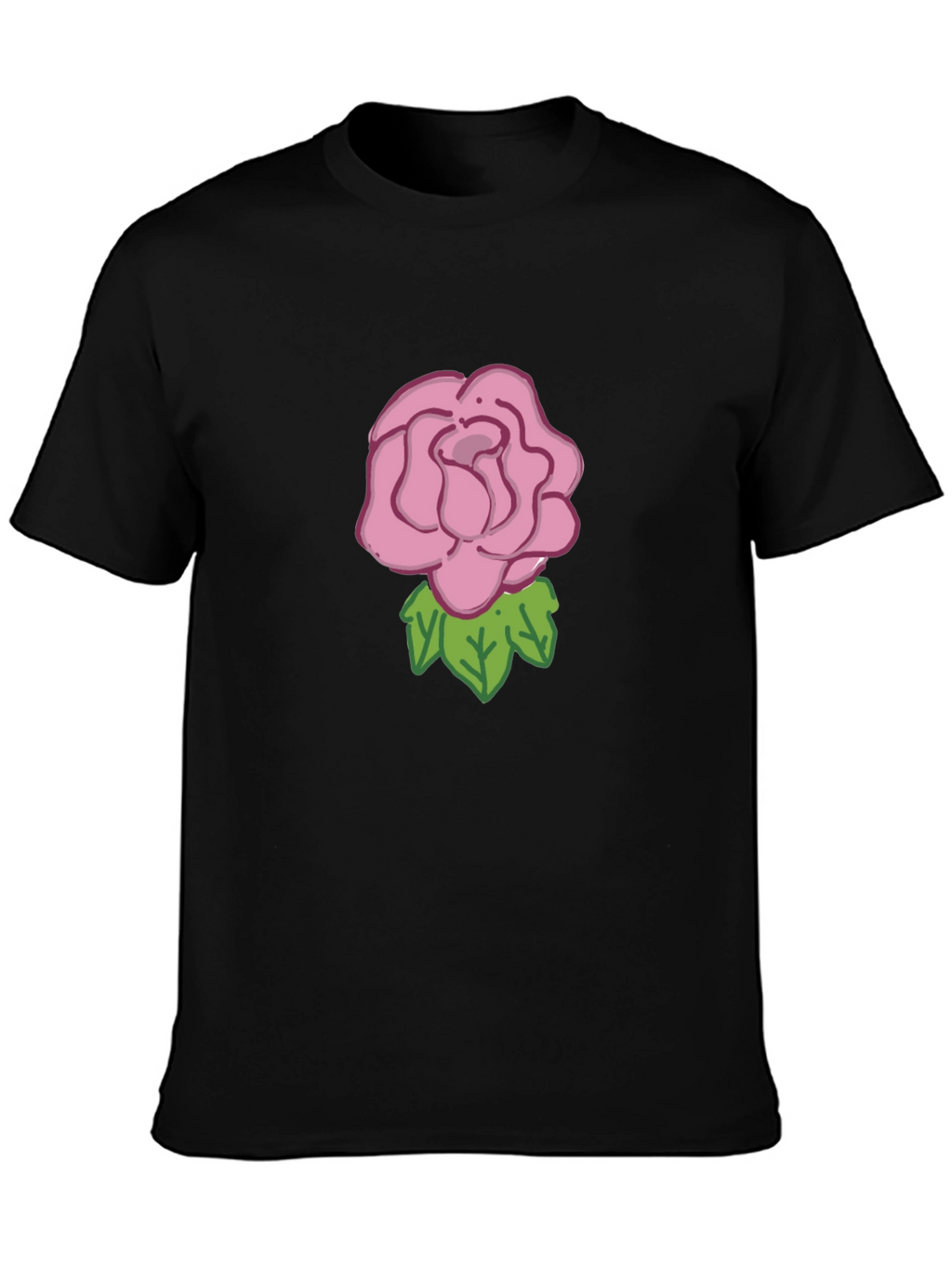 Rose Graphic Tee - Black Cotton Casual Wear