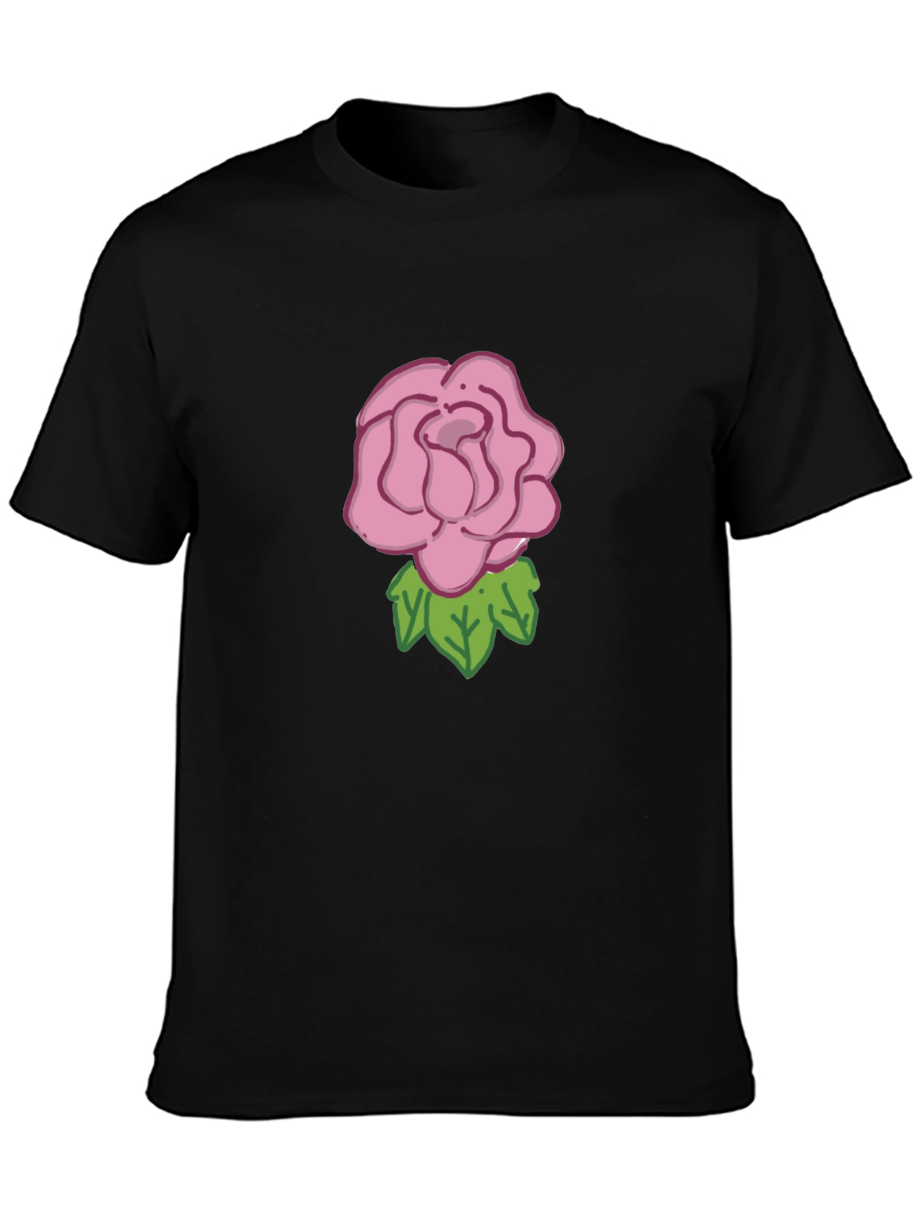 Rose Graphic Tee - Black Cotton Casual Wear