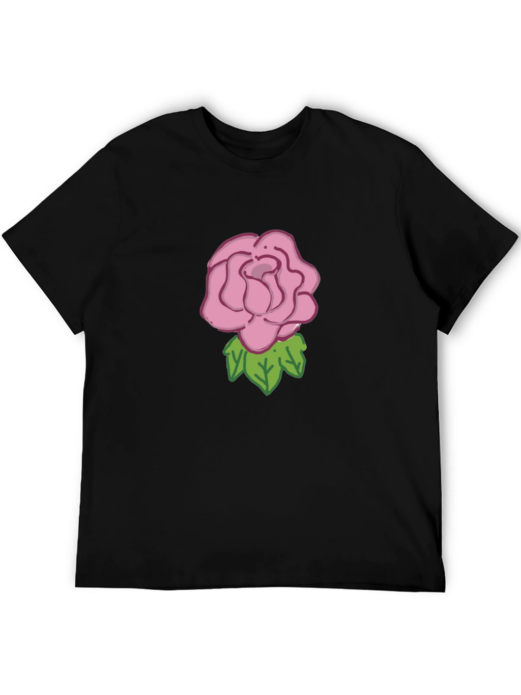 Rose Graphic Tee - Black Cotton Casual Wear
