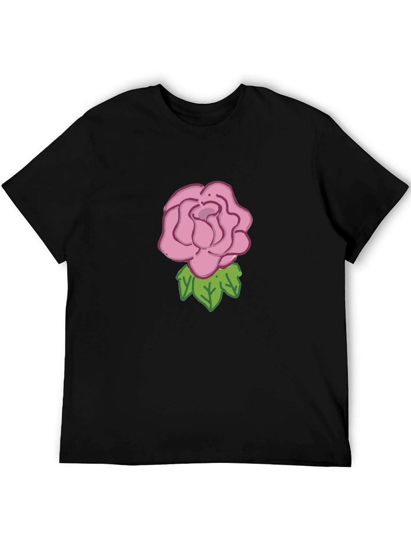 Rose Graphic Tee - Black Cotton Casual Wear