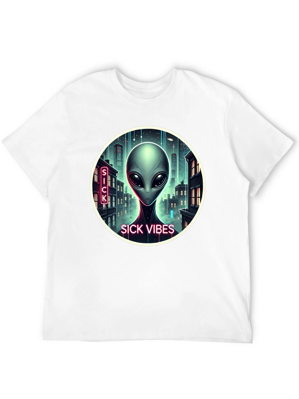 Sick Vibes Alien Graphic Black T-Shirt