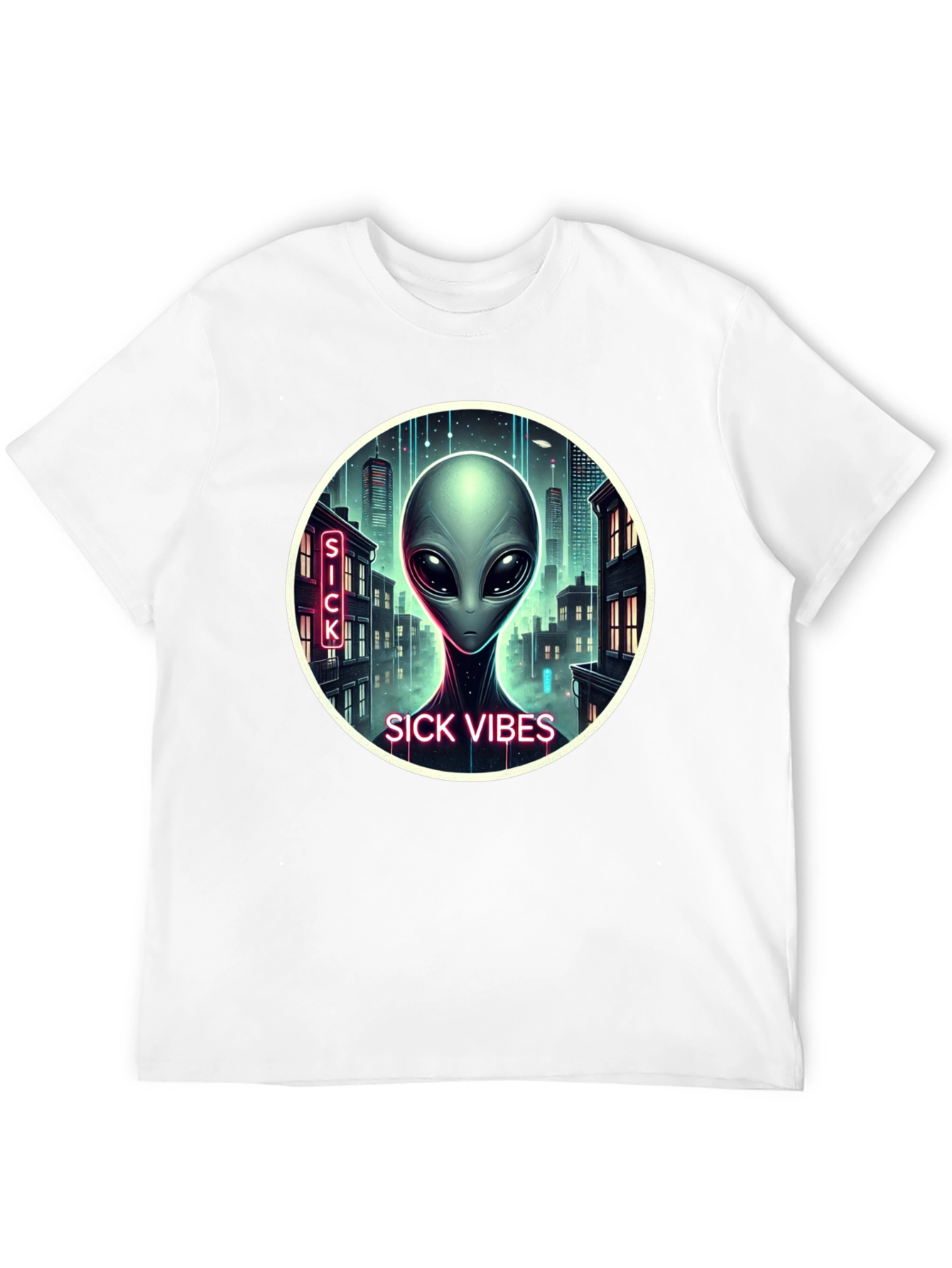 Sick Vibes Alien Graphic Black T-Shirt