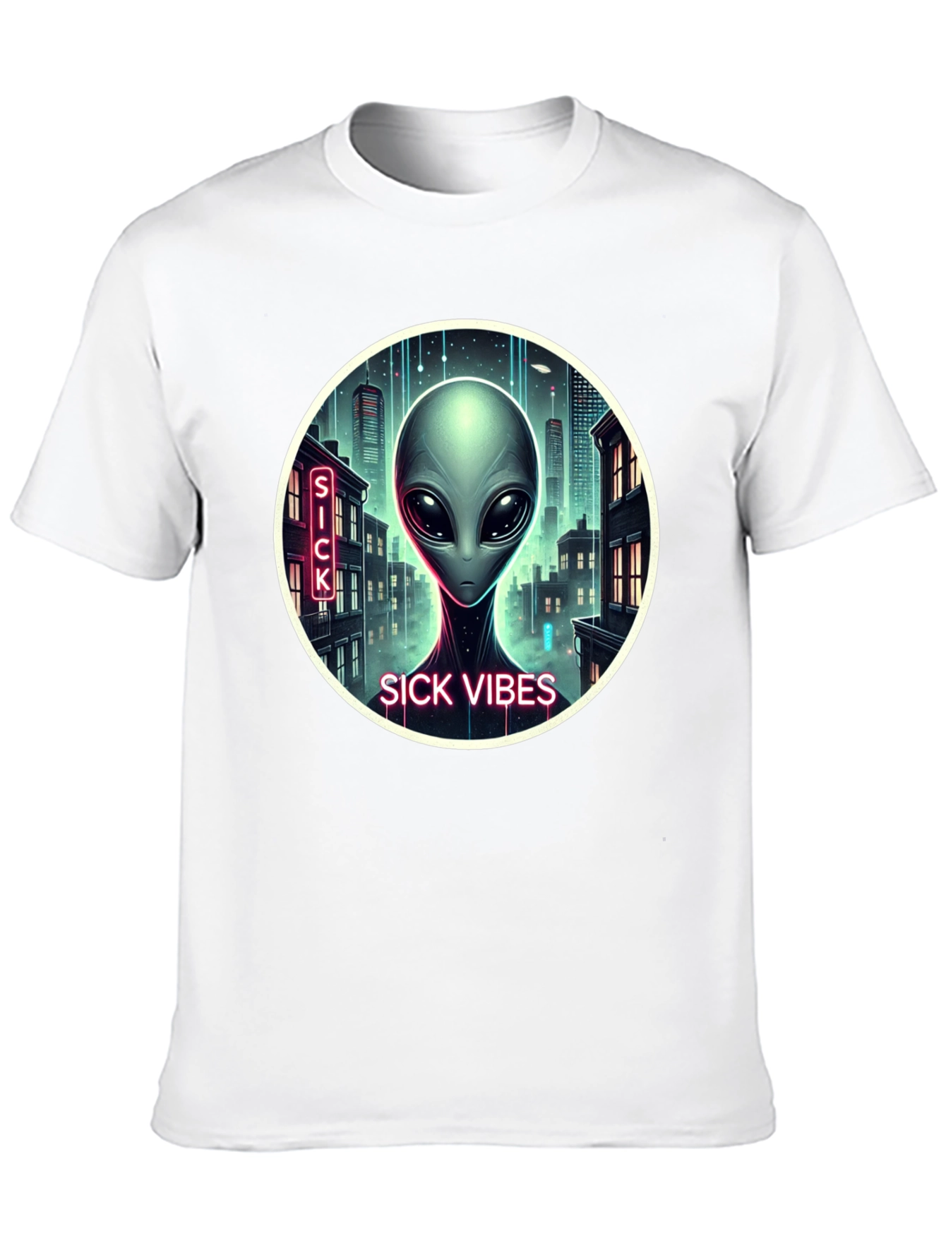 Sick Vibes Alien Graphic Black T-Shirt
