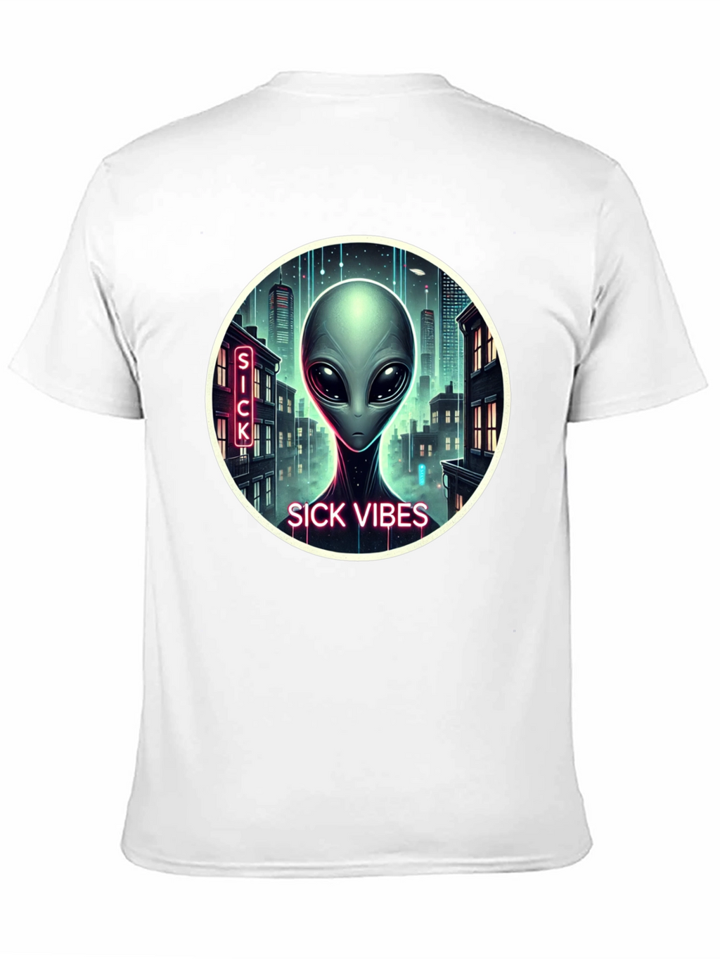 Sick Vibes Alien Graphic Black T-Shirt