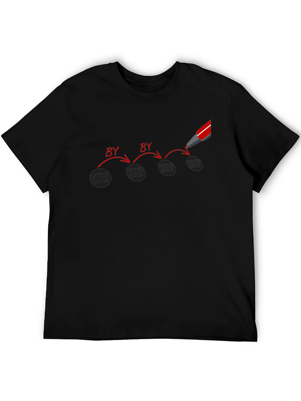 Step by Step Graphic Print Black T-Shirt