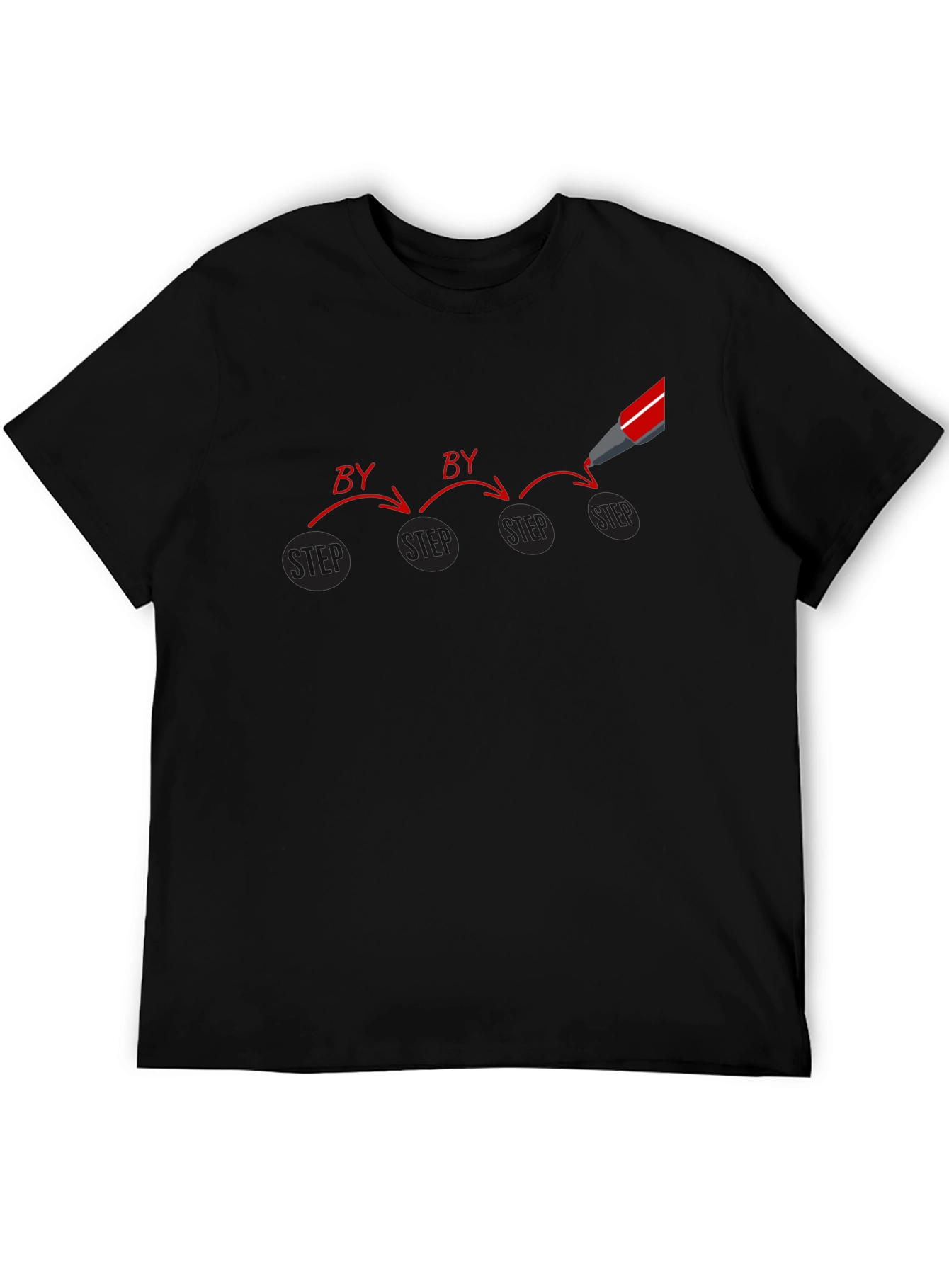 Step by Step Graphic Print Black T-Shirt