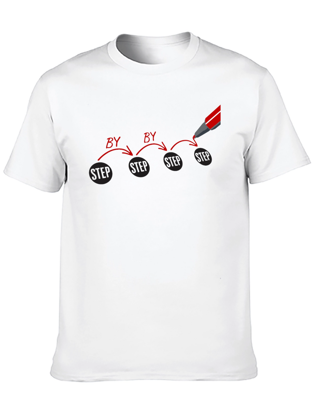 Step by Step Graphic Print Black T-Shirt