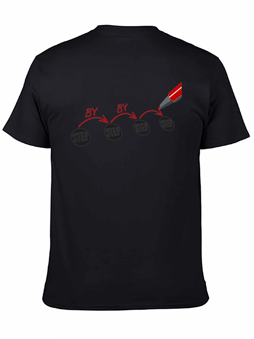 Step by Step Graphic Print Black T-Shirt
