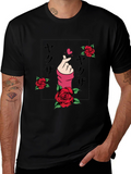Yakuza Hand Heart Rose Graphic Black T-Shirt