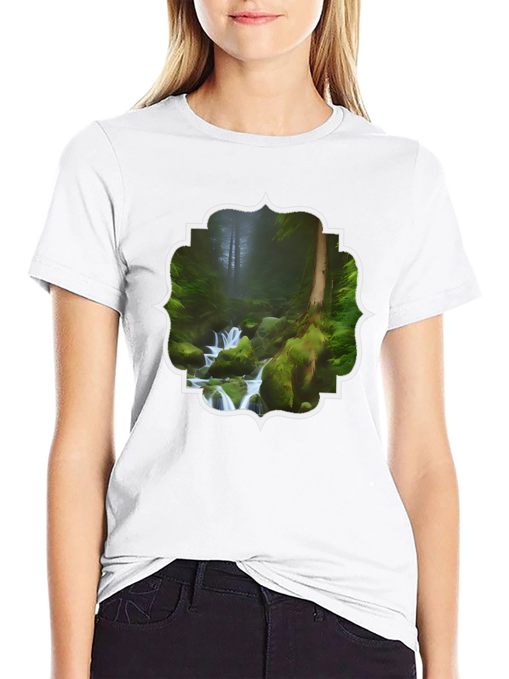 Nature Stream Graphic Tee - Black Cotton Blend