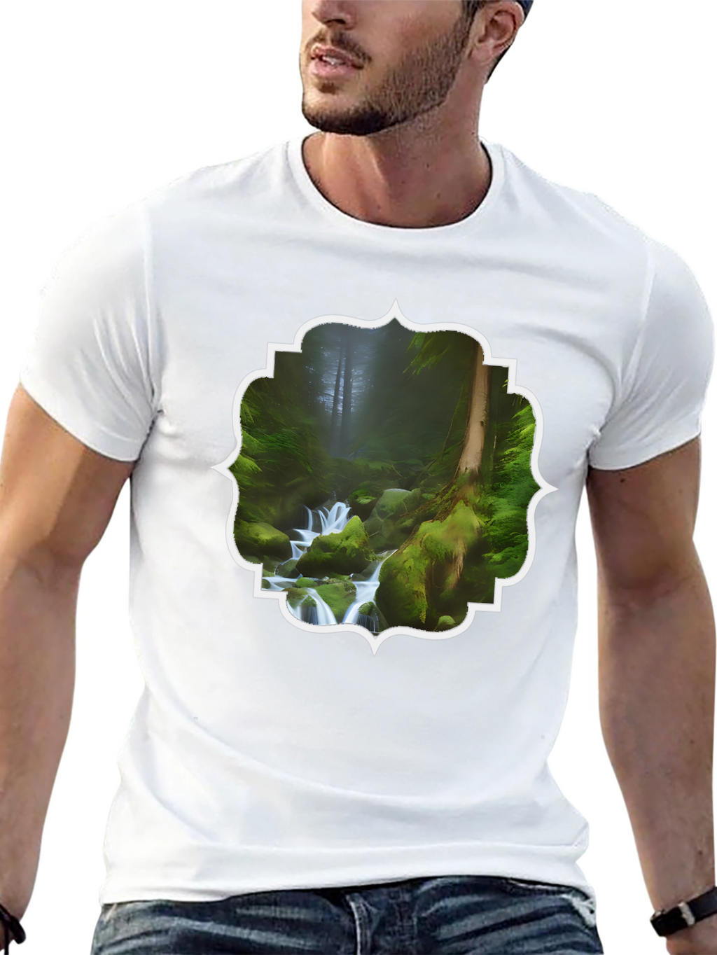 Nature Stream Graphic Tee - Black Cotton Blend