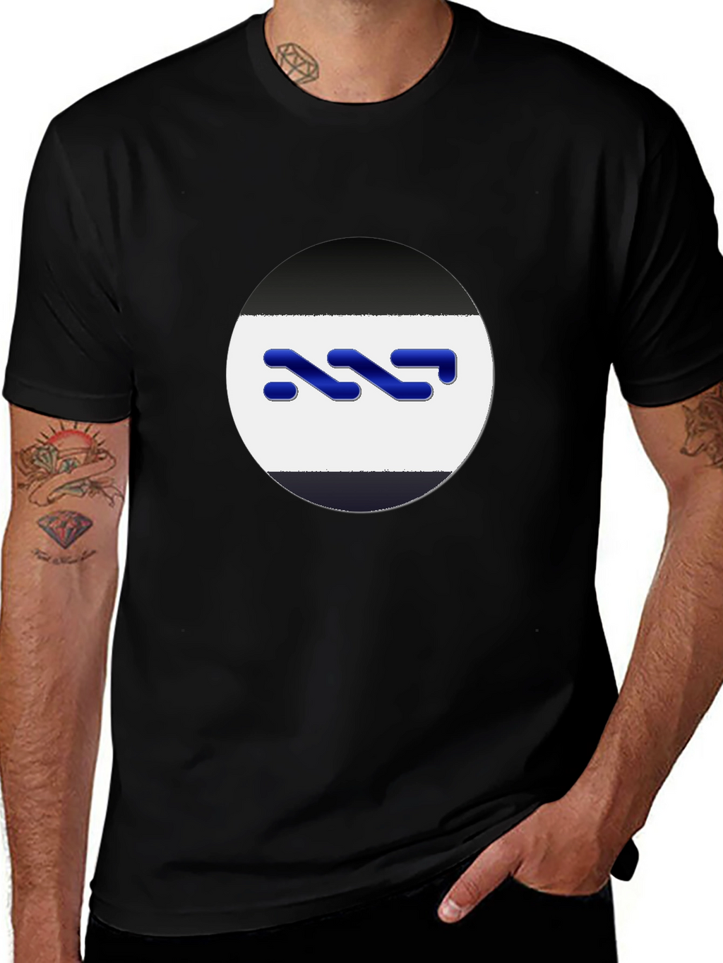 Abstract Logo Graphic Tee - Modern Black T-Shirt