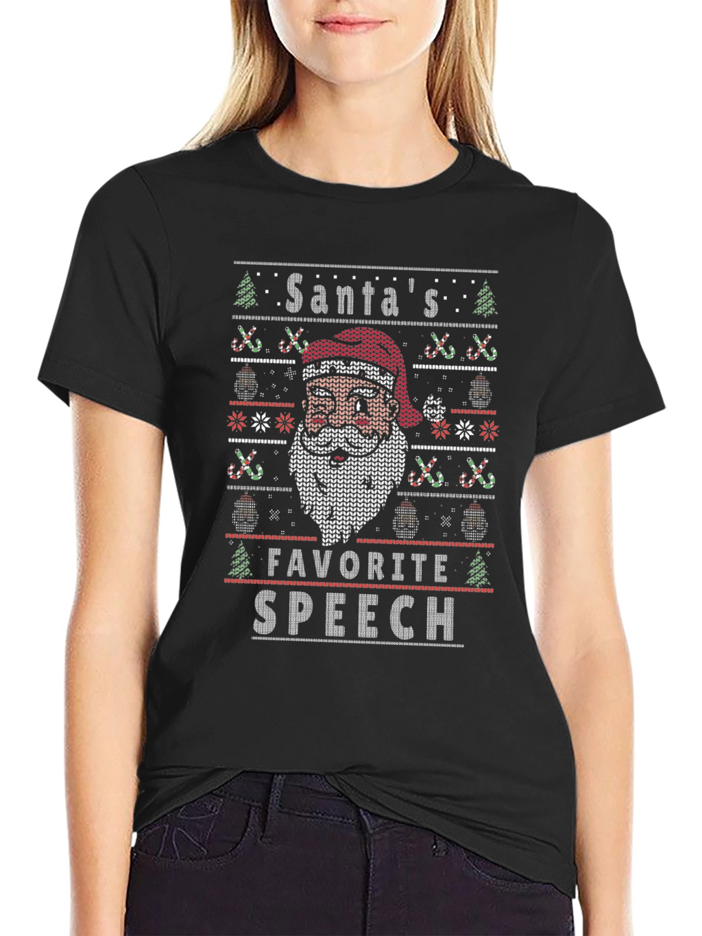 Santas Favorite Speech Black T-Shirt