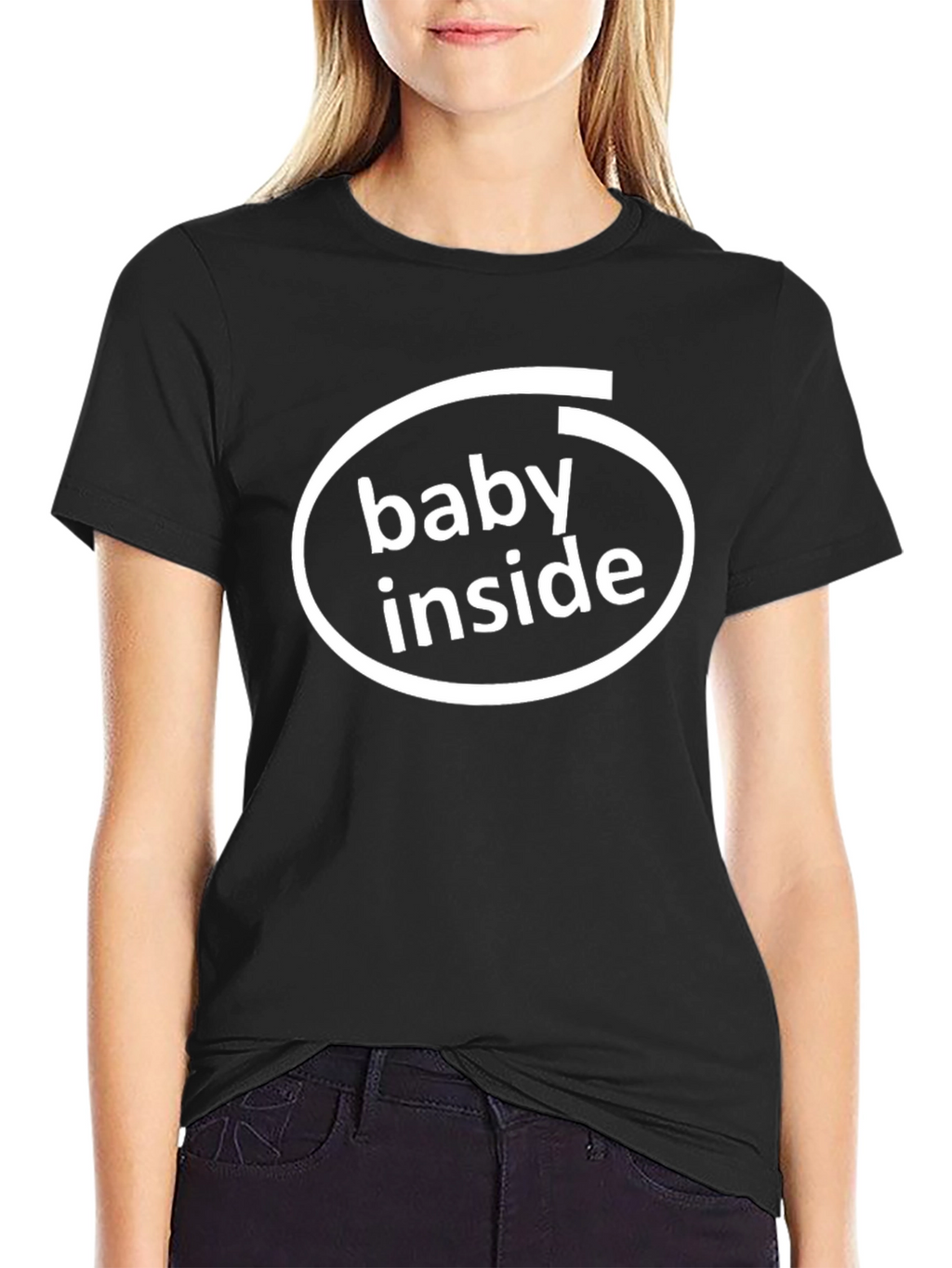 Baby Inside Funny Graphic Tee - Black Cotton T-Shirt
