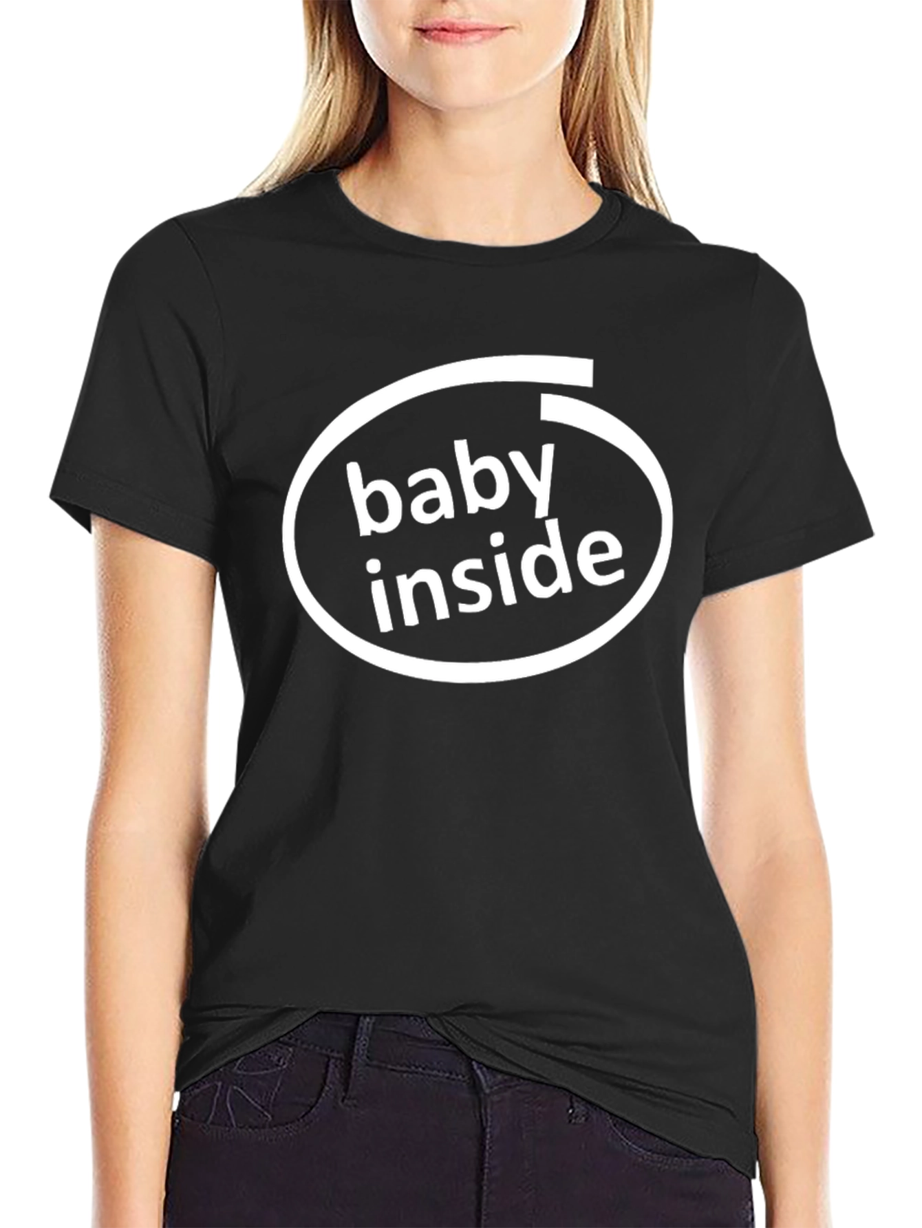 Baby Inside Funny Graphic Tee - Black Cotton T-Shirt