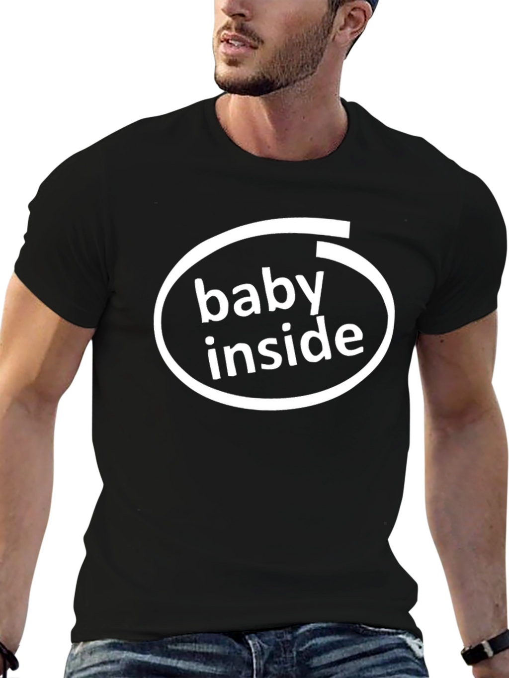 Baby Inside Funny Graphic Tee - Black Cotton T-Shirt