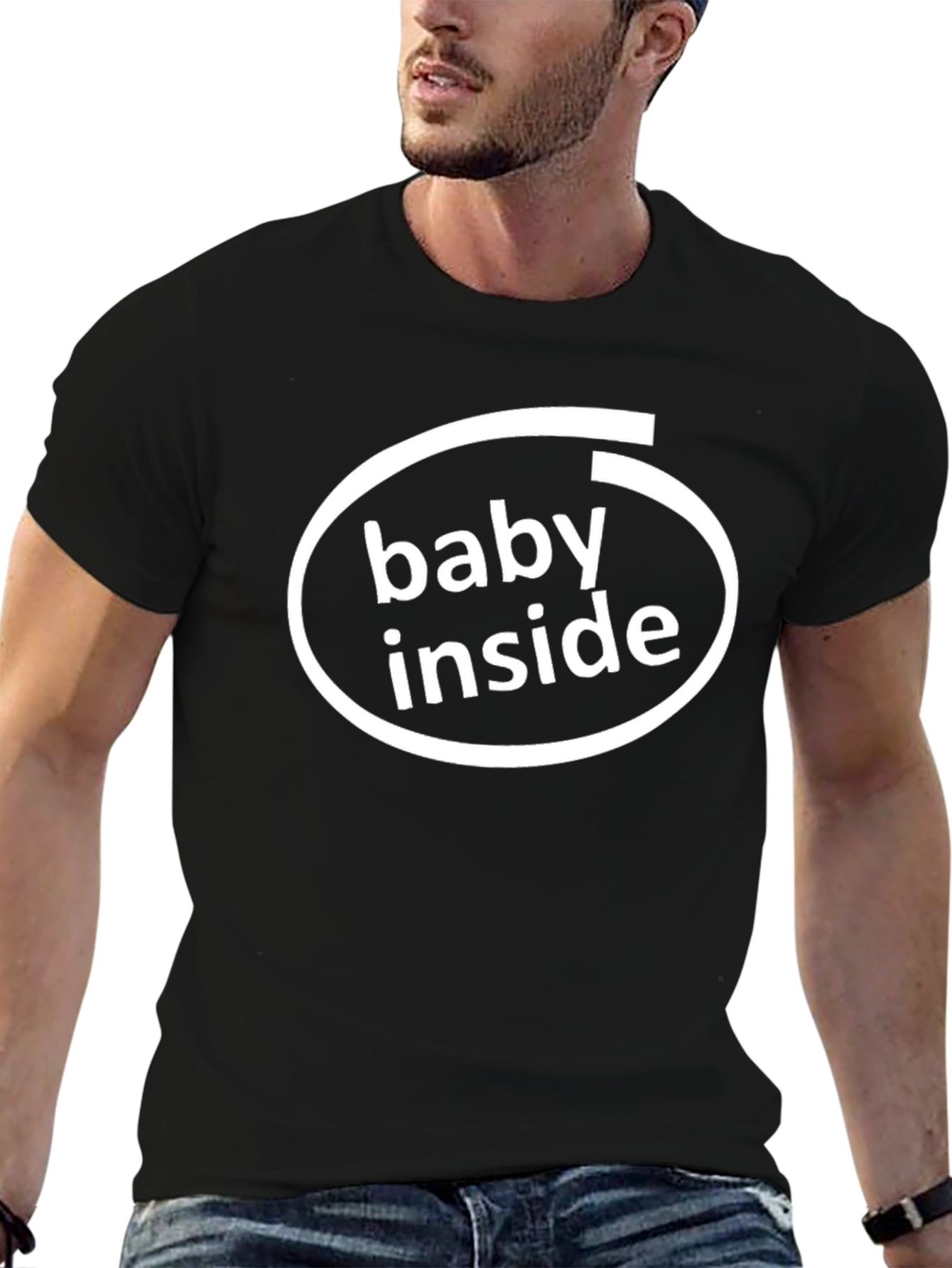 Baby Inside Funny Graphic Tee - Black Cotton T-Shirt
