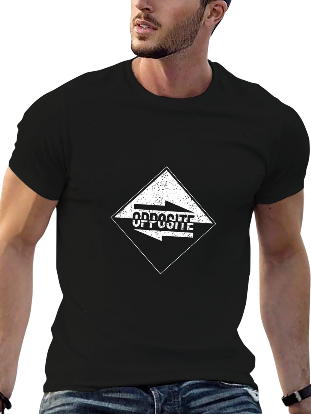 Opposite Arrow Black Graphic Tee