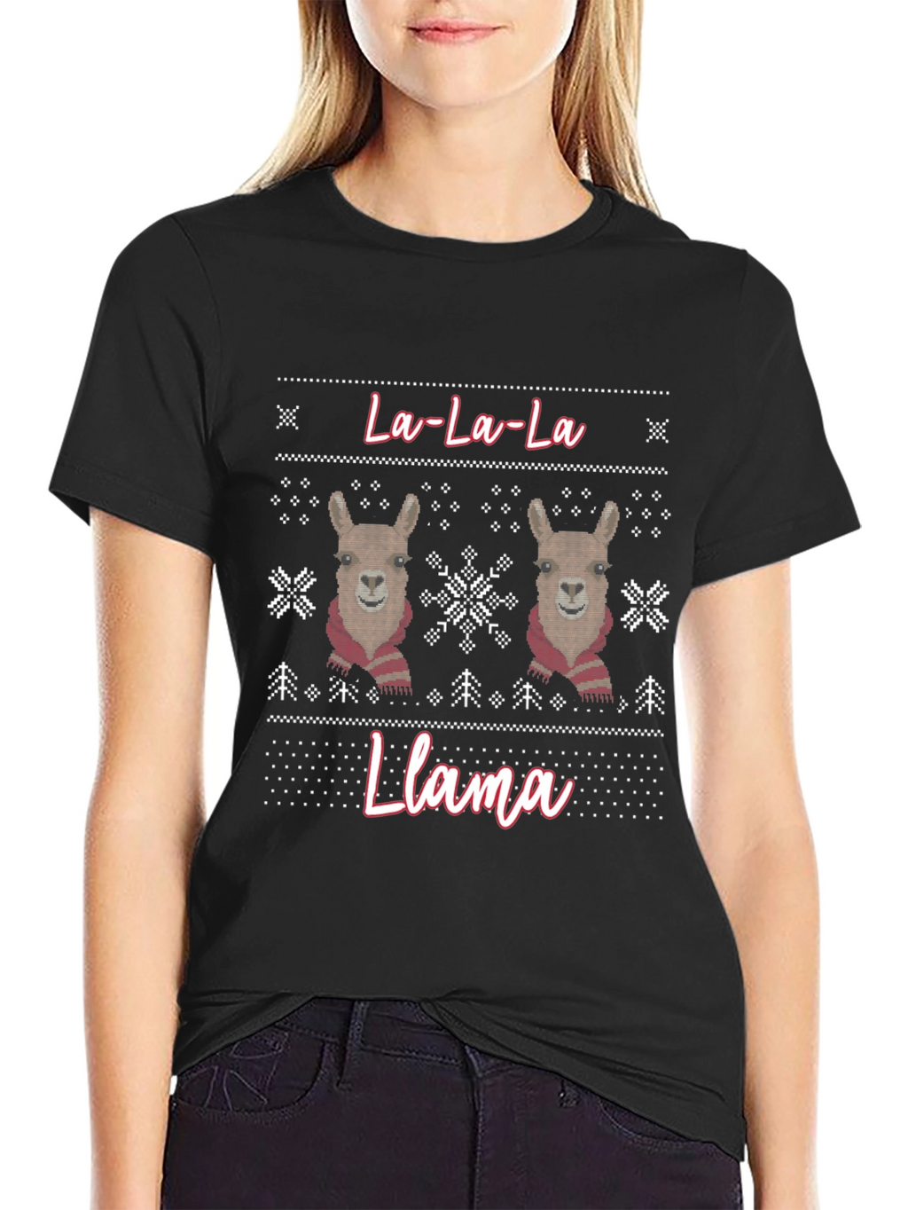 La-La-La Llama Ugly Christmas Sweater T-Shirt