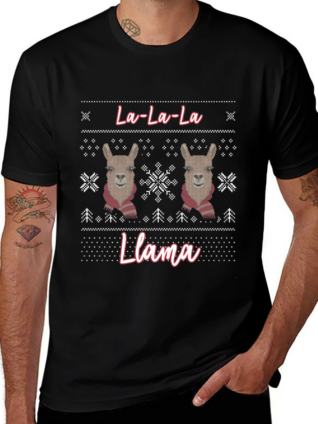 La-La-La Llama Ugly Christmas Sweater T-Shirt