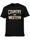 Country and Western Graphic Tee - Black Cotton T-Shirt