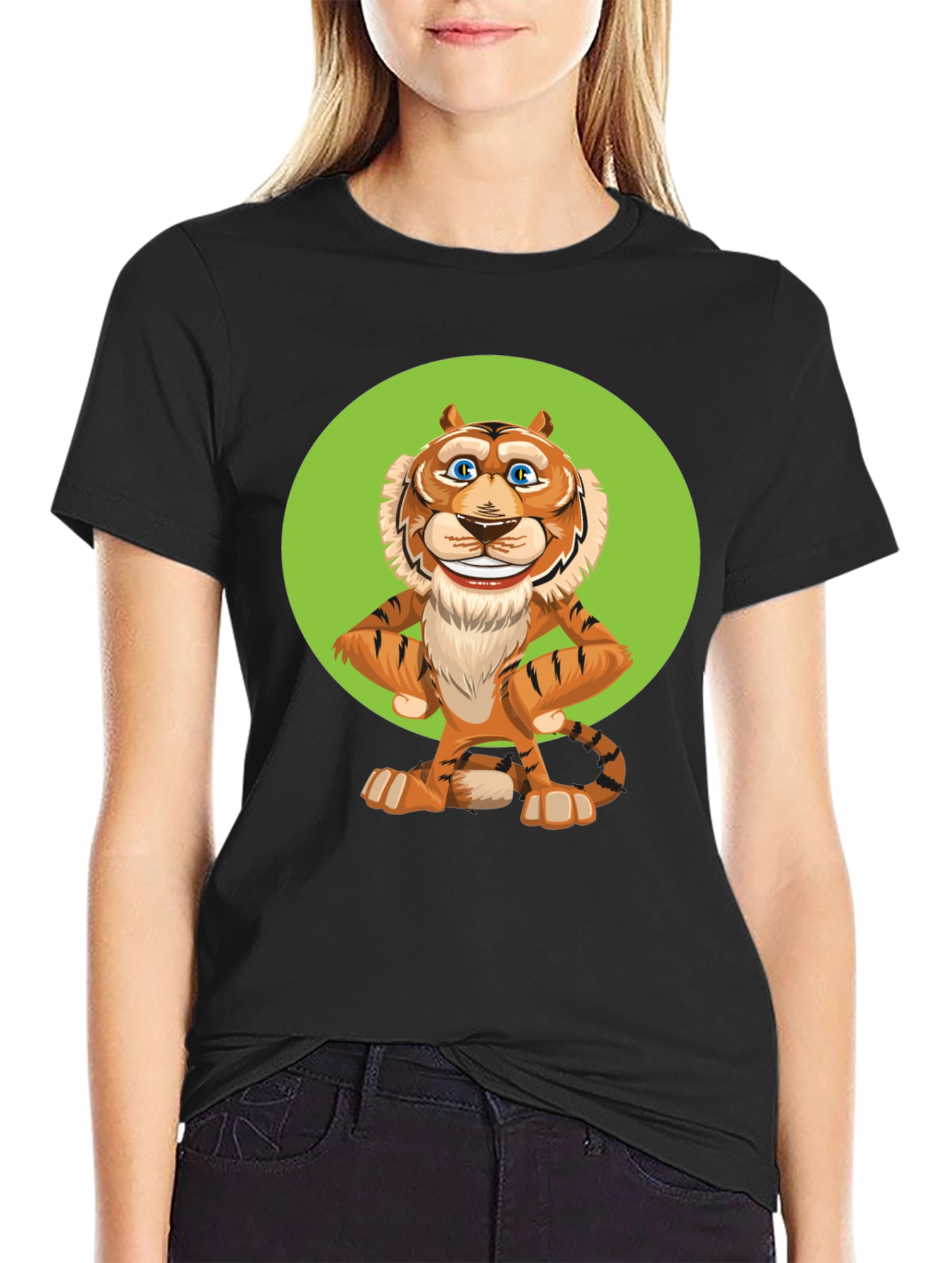 Funny Cartoon Tiger Graphic T-Shirt