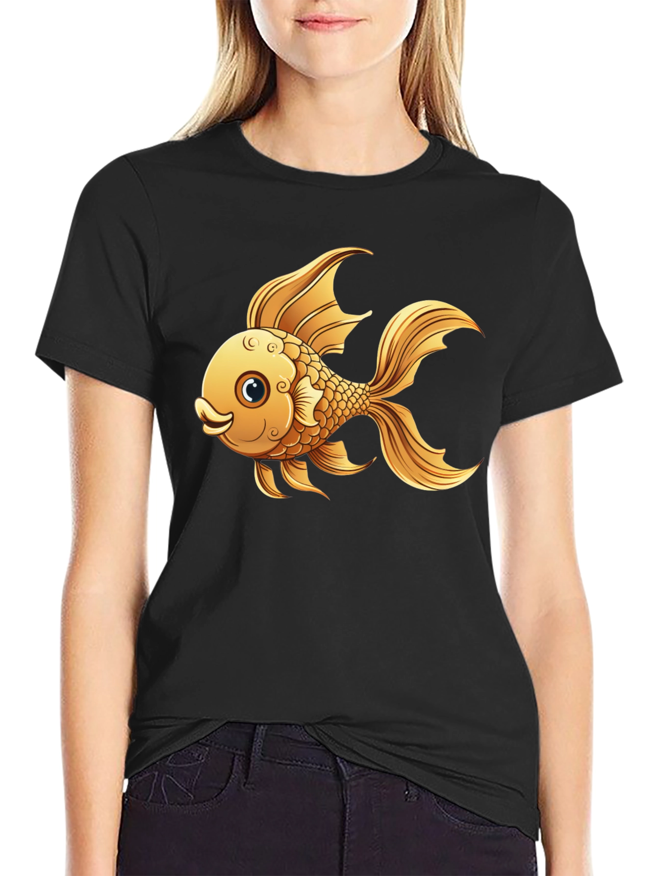 Goldfish Graphic T-Shirt - Black Cotton Tee