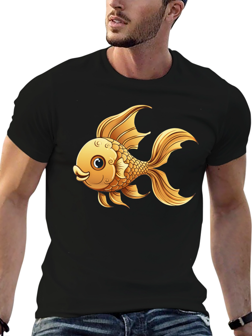 Goldfish Graphic T-Shirt - Black Cotton Tee