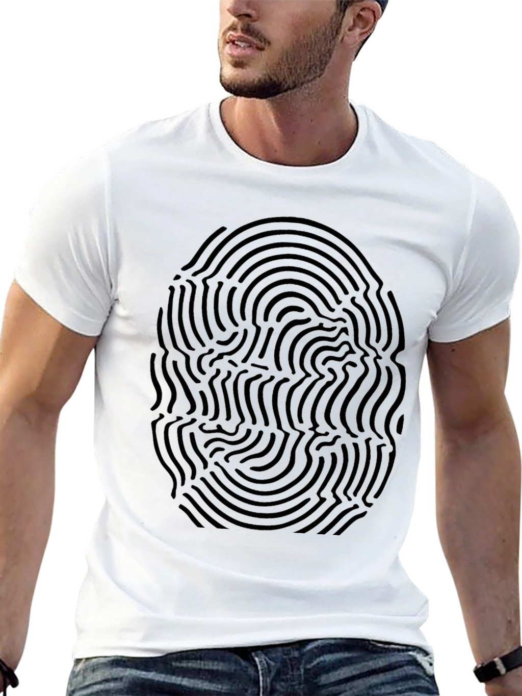 Abstract Fingerprint Black Graphic Tee