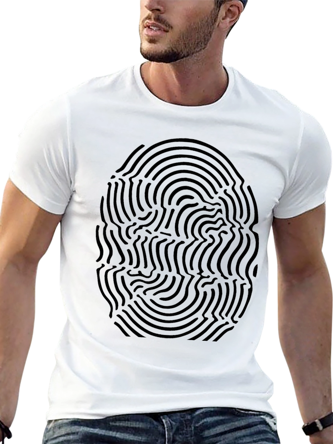 Abstract Fingerprint Black Graphic Tee
