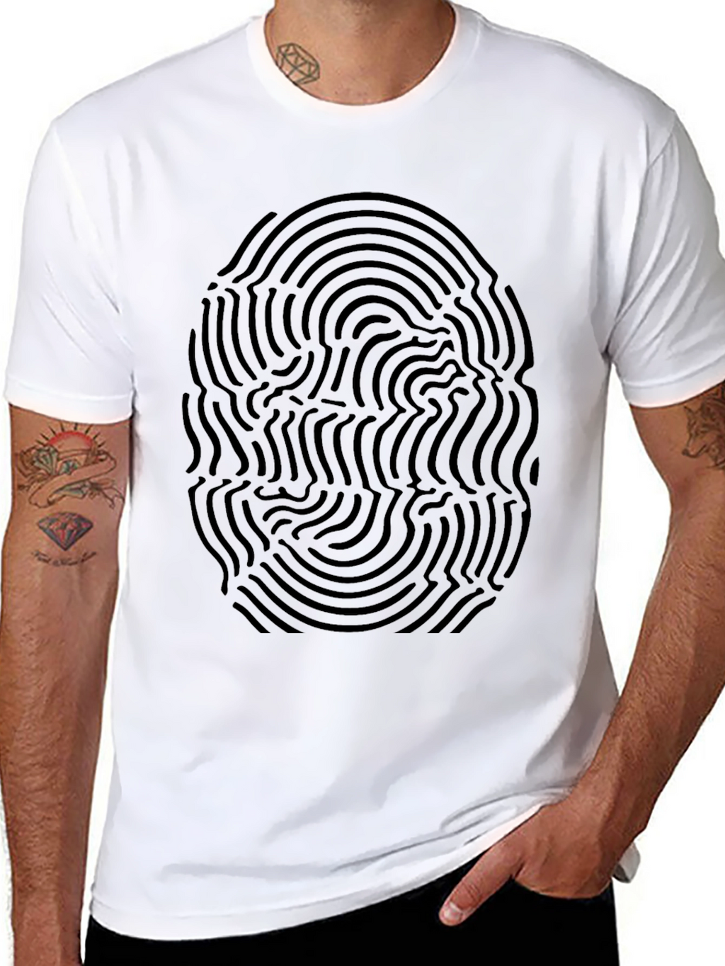 Abstract Fingerprint Black Graphic Tee