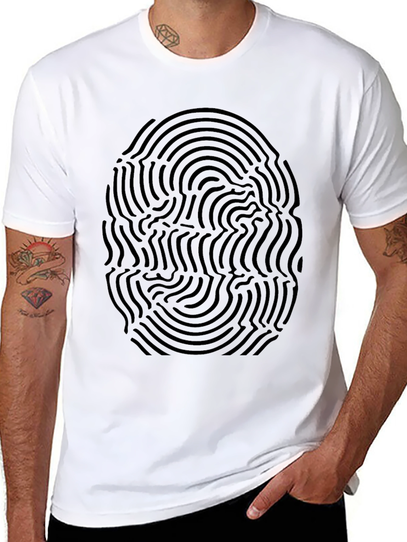 Abstract Fingerprint Black Graphic Tee