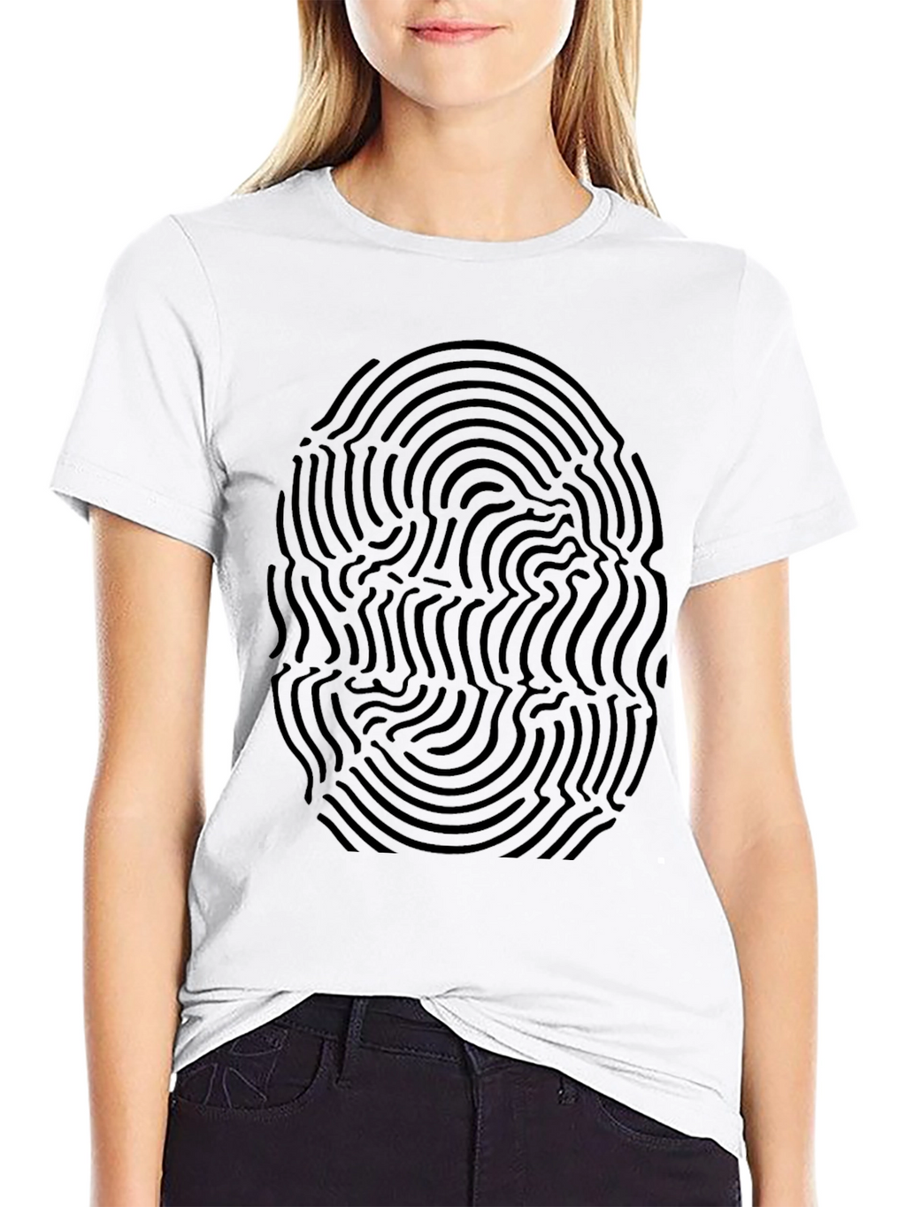 Abstract Fingerprint Black Graphic Tee