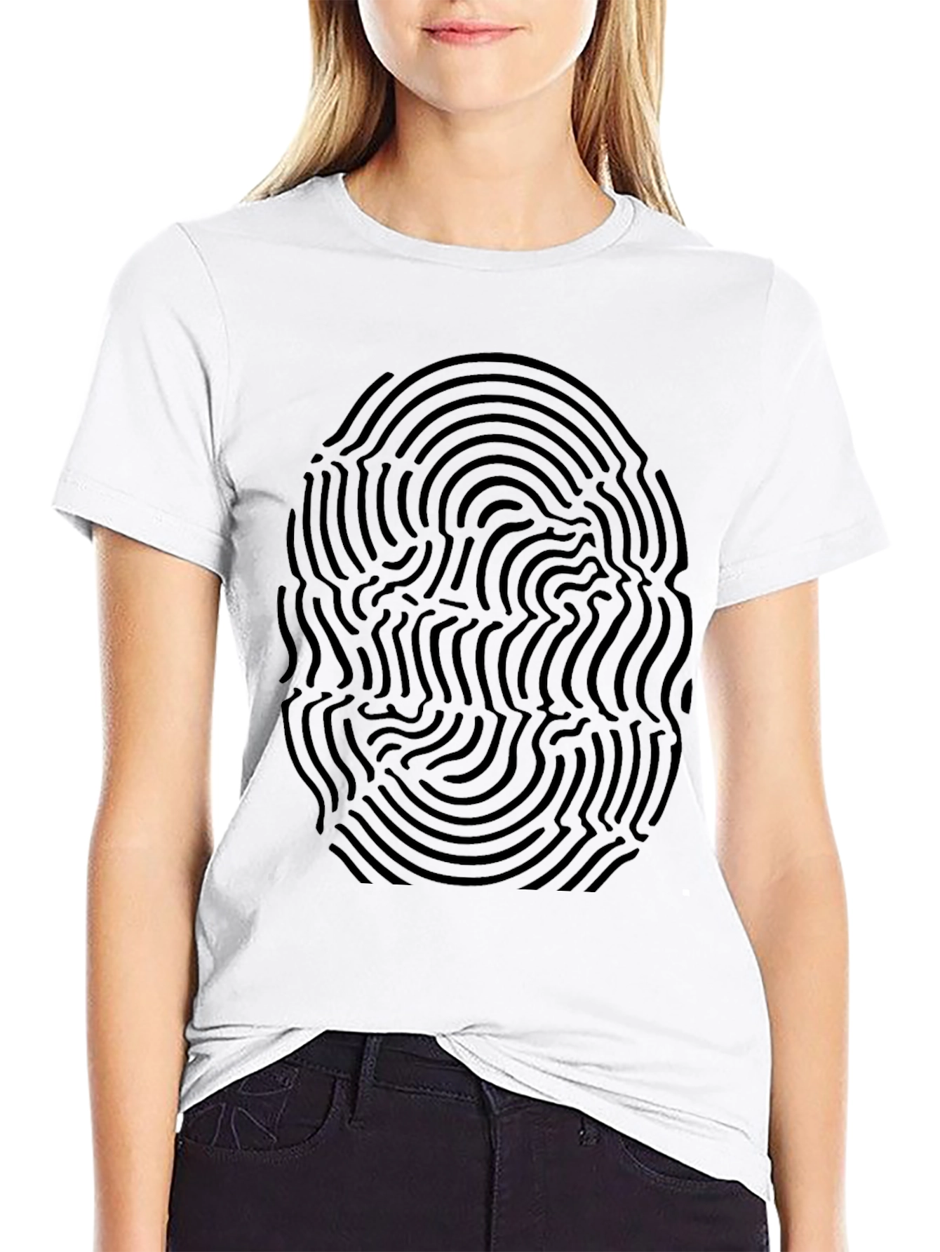Abstract Fingerprint Black Graphic Tee