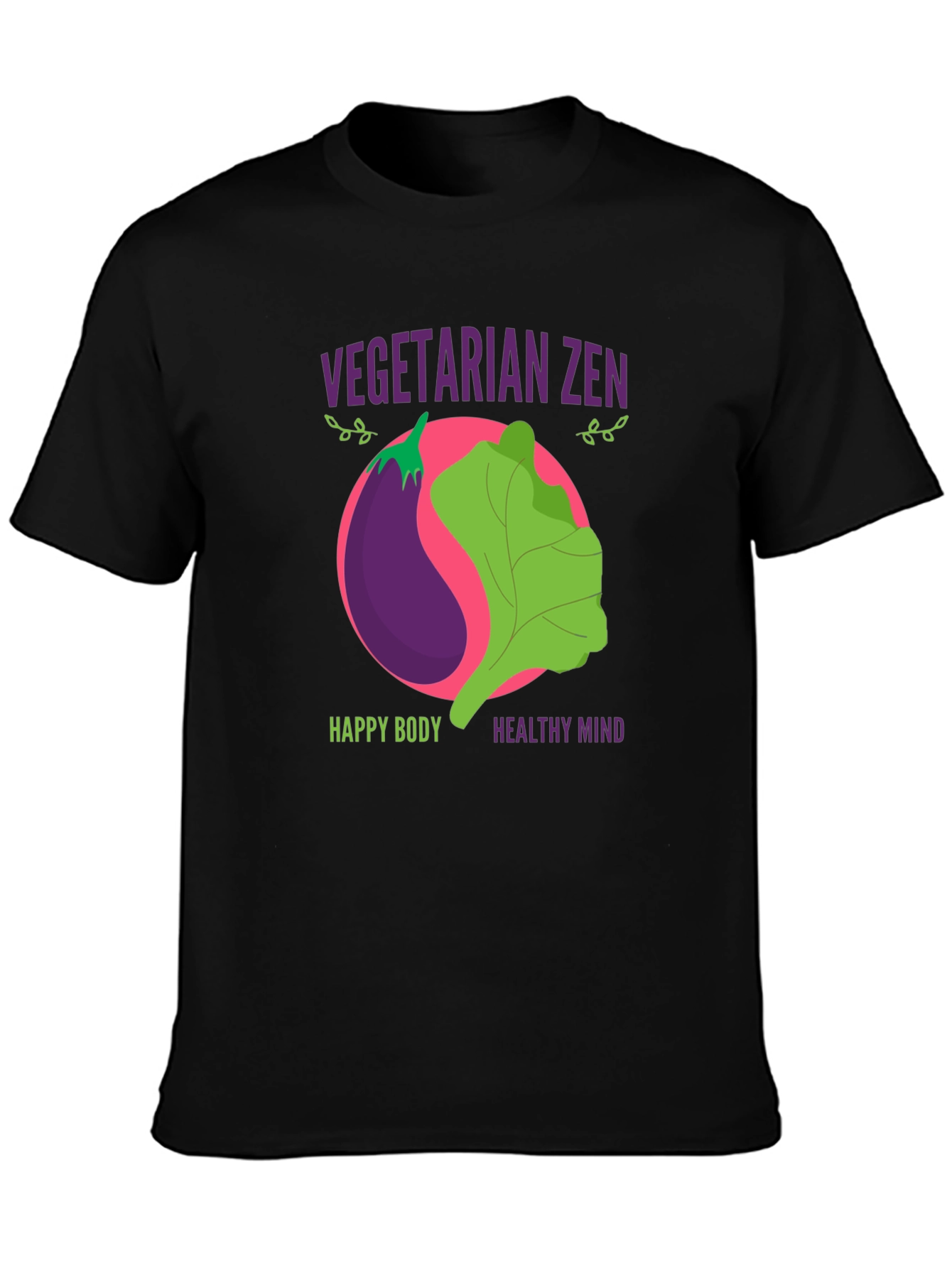 Vegetarian Zen Graphic T-Shirt - Happy Body Healthy Mind