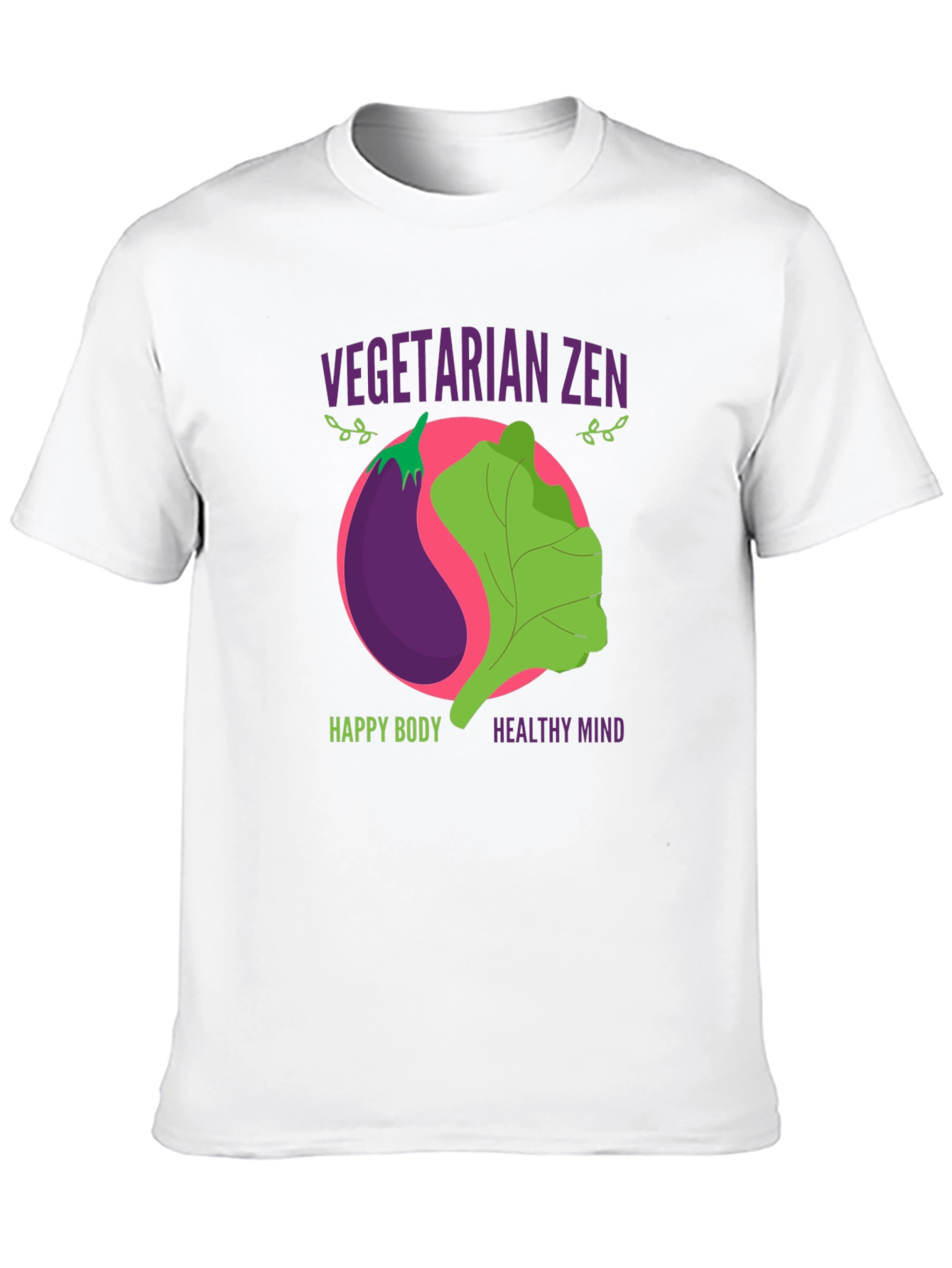Vegetarian Zen Graphic T-Shirt - Happy Body Healthy Mind