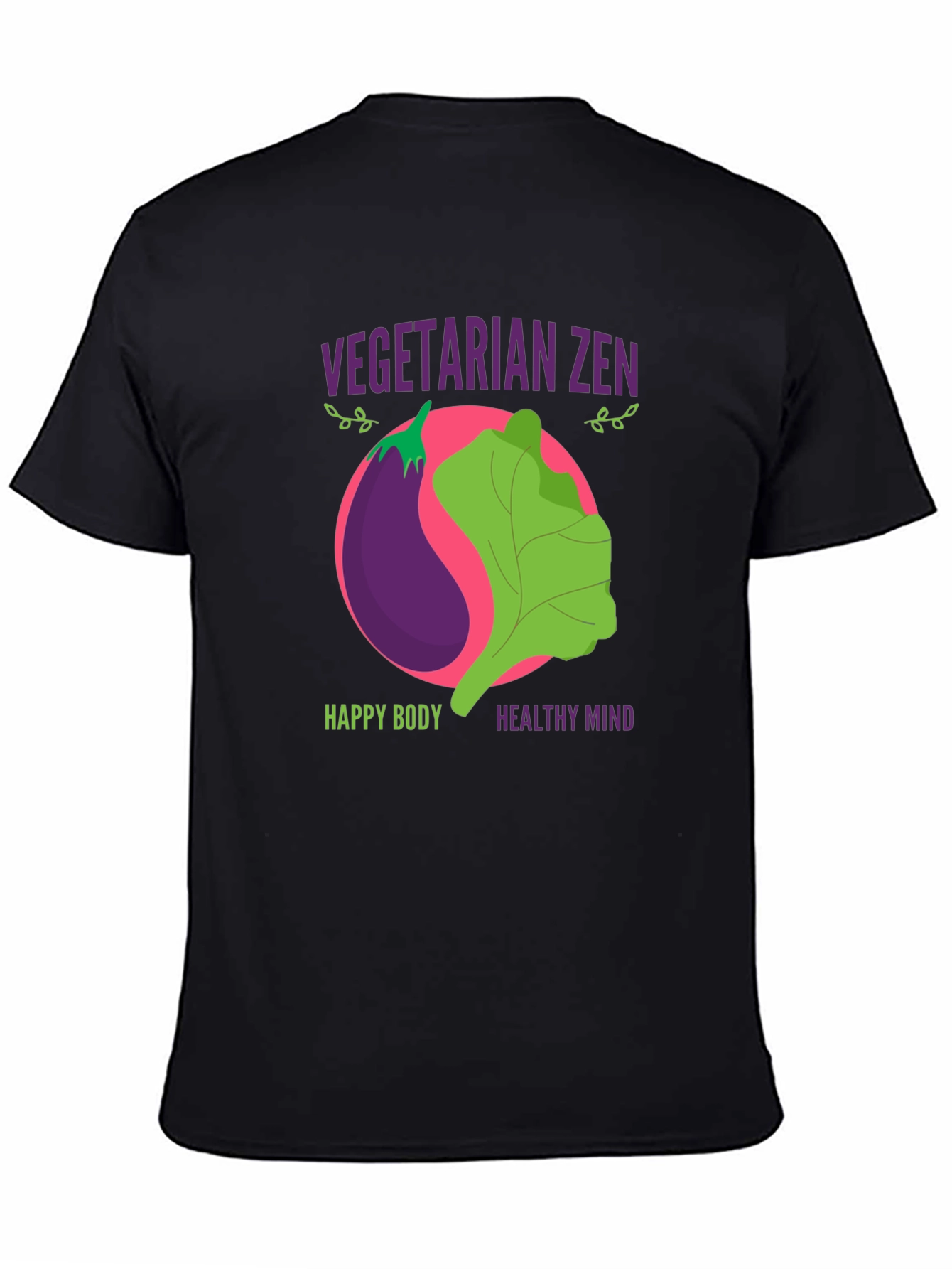 Vegetarian Zen Graphic T-Shirt - Happy Body Healthy Mind